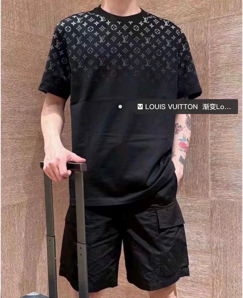 Louis Vuitton 24 new black full print gradient short sleeve