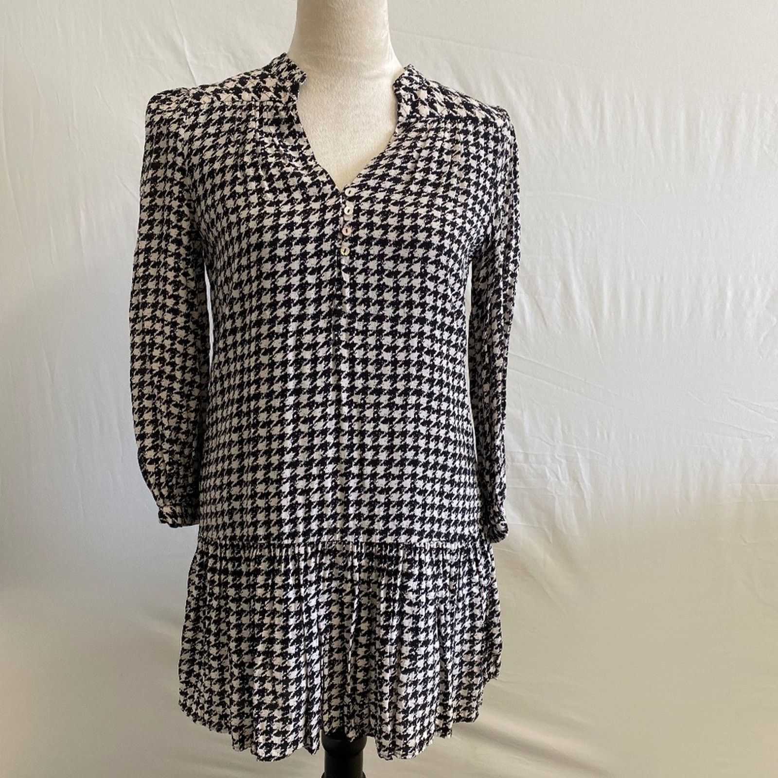 Anthropologie Anthropologie Maeve Sterling Houndstooth Dress - XXSP Size XXS / US 00 / IT 34 - 2 Thumbnail