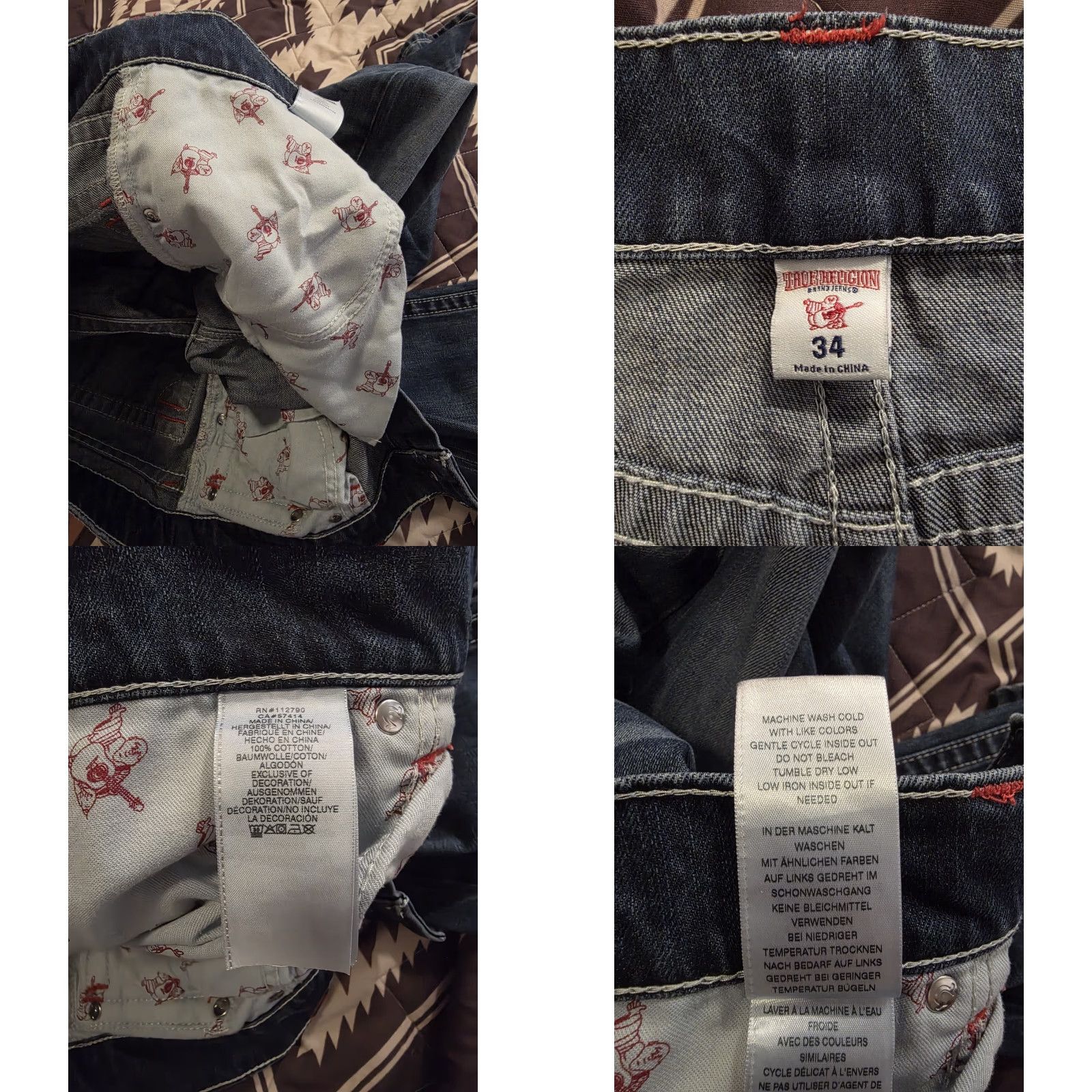 True Religion True Religion Jeans Men's Size 34 Straight Flap Pocket Blue NICE EUC Size US 35 - 8 Thumbnail