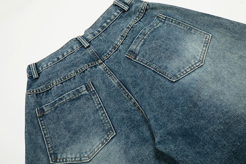 Jean Retro dachshund embroidered washed curved jeans for men Size US 34 / EU 50 - 5 Thumbnail