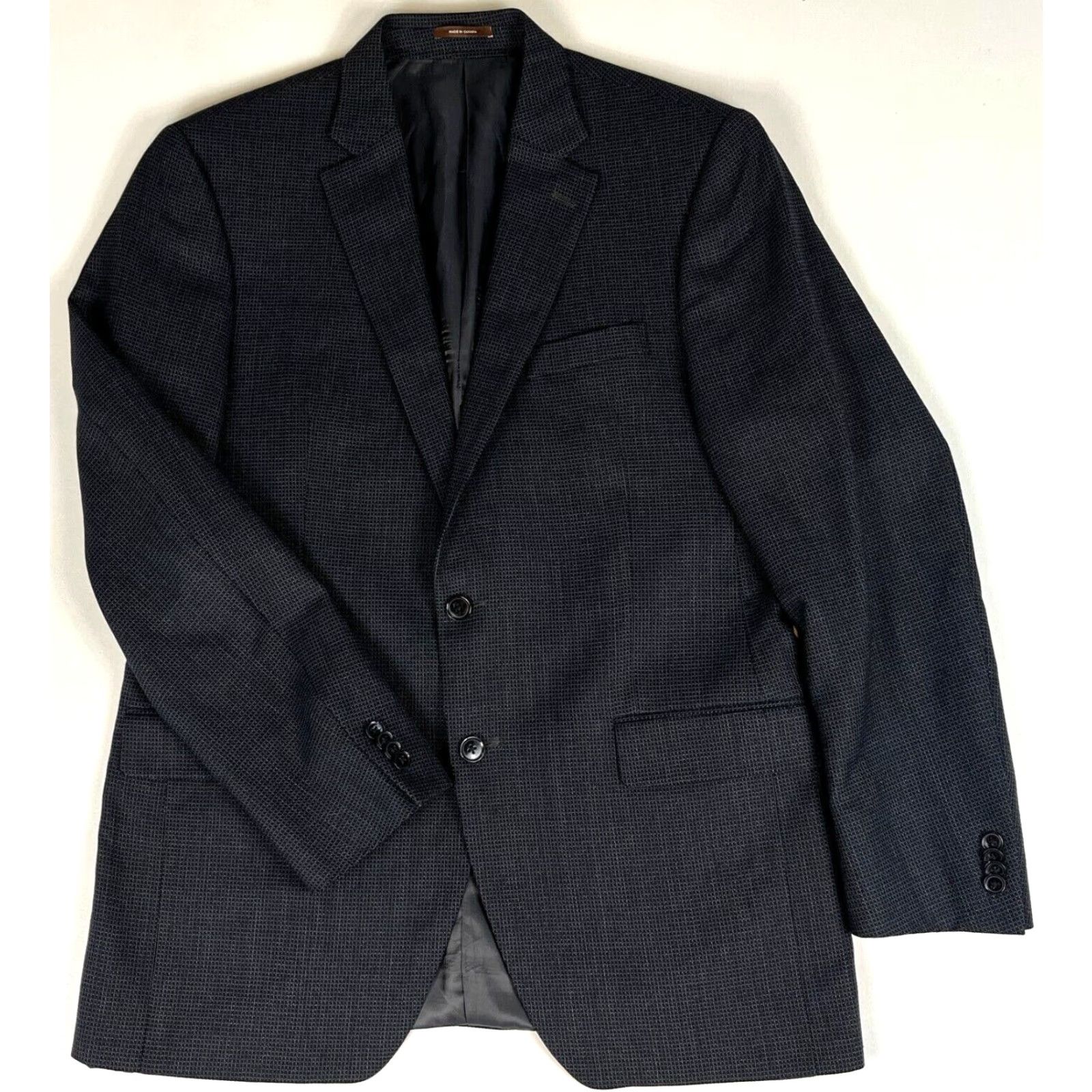 Peter Millar Peter Millar Blazer Jacket Wool Charcoal 42 Mens Single-Breasted Two-Button Vintage Check Blazer Size 42R - 2 Thumbnail