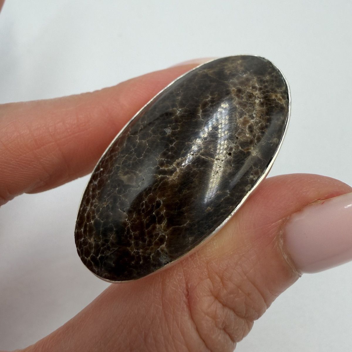 Sterling Silver Vintage Sterling Silver 925 Natural Fossil Coral Ring S 8 Size ONE SIZE - 6 Thumbnail