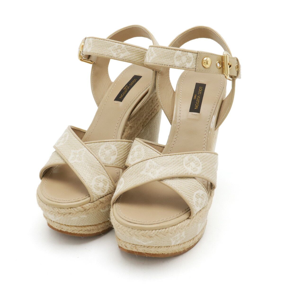 Louis Vuitton Louis Vuitton Louis Vuitton Monogram Starboard Wedge Sandals CL1122 Canvas Shoes Size ONE SIZE - 1 Thumbnail