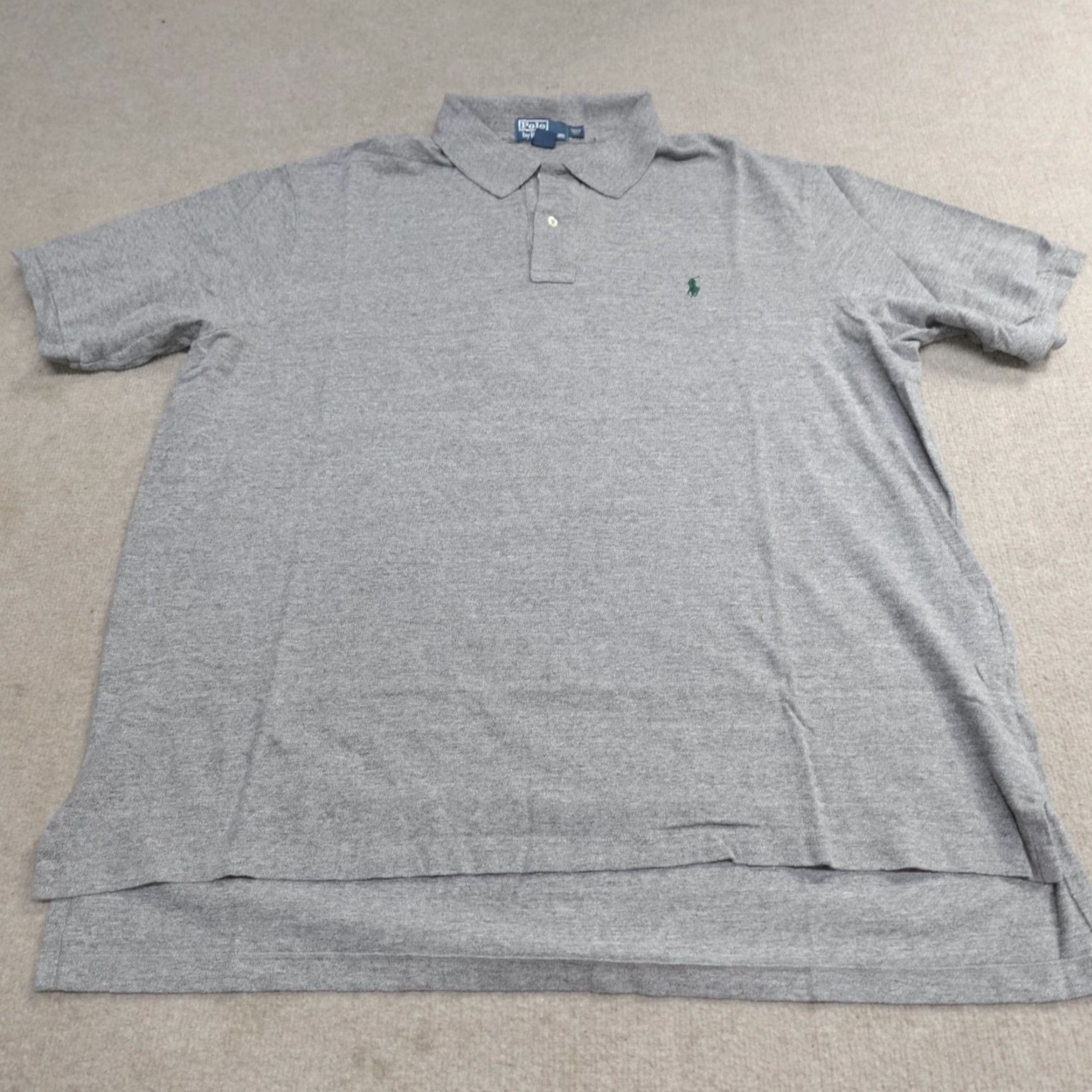 Polo Ralph Lauren VINTAGE Polo Ralph Lauren Polo Shirt 3XLT Gray Heather Solid Pique Cotton Men Big & Tall Short Sleeve Collared Button Knit Embroidered Classic Shirt Size US XXL / EU 58 / 5 - 2 Thumbnail