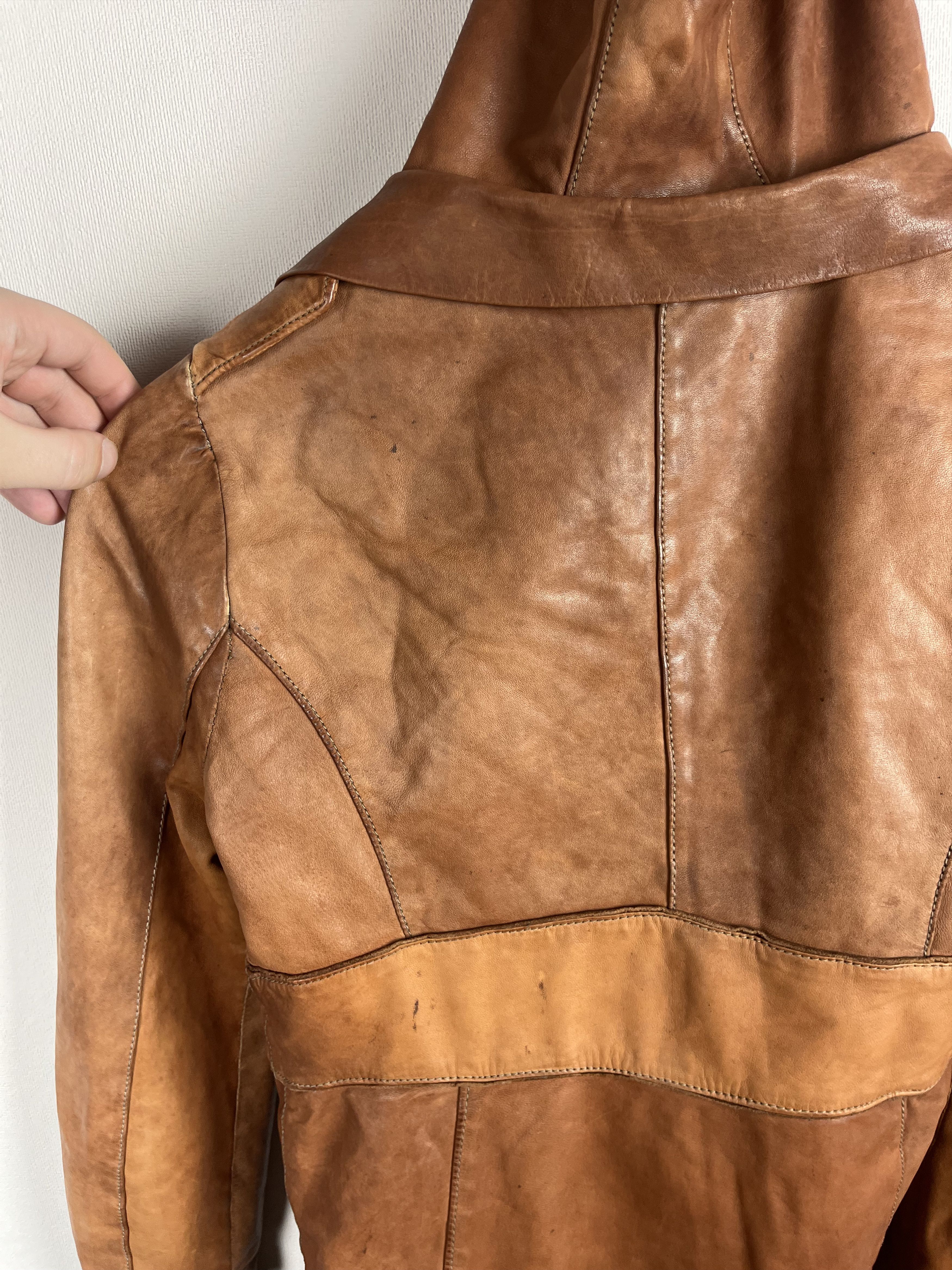Giorgio Brato Giorgio Brato Hooded Zip Leather Brown Jacket Vera Pelle Size M / US 6-8 / IT 42-44 - 22 Thumbnail