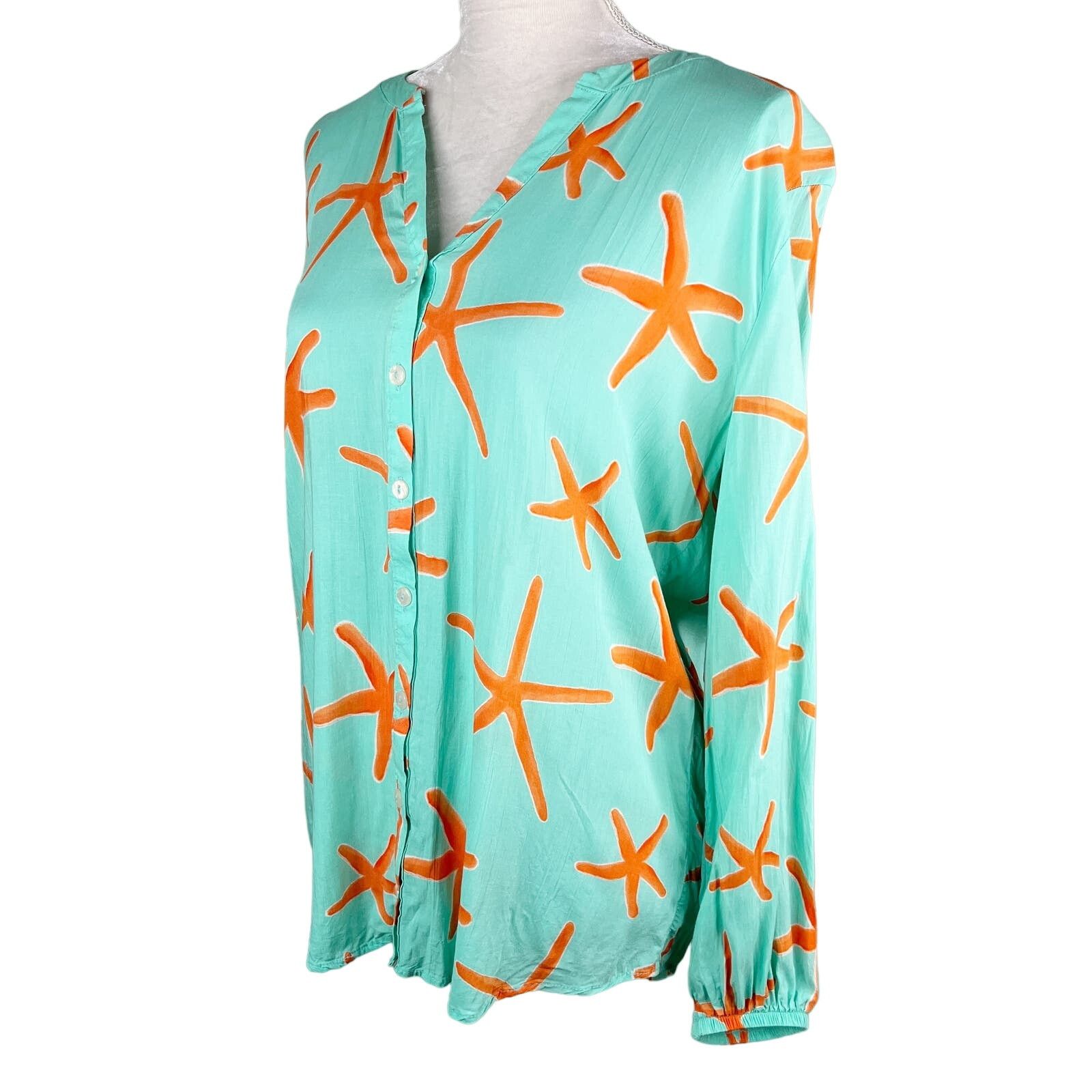 Other Haley and the Hound Starfish Button Down Blouse L Mint Coral Size L / US 10 / IT 46 - 5 Thumbnail