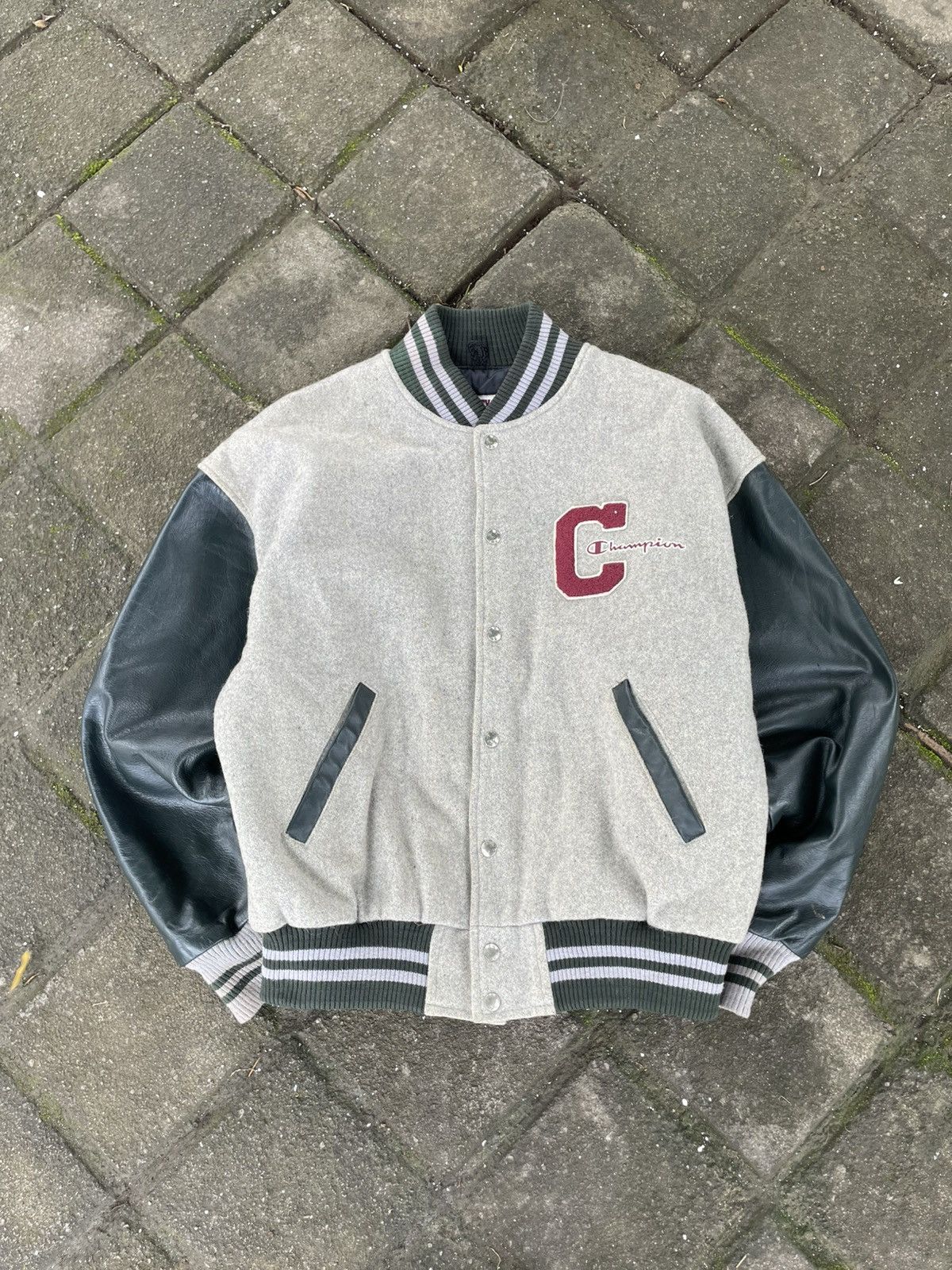 Champion × Vintage Vintage Varsity Leather Jacket Size US XXL / EU 58 / 5 - 2 Thumbnail
