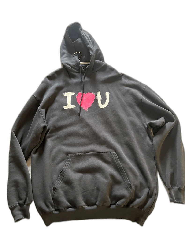Balenciaga black oversized hoodie with I heart U graphic Size US M / EU 48-50 / 2 - 1 Thumbnail