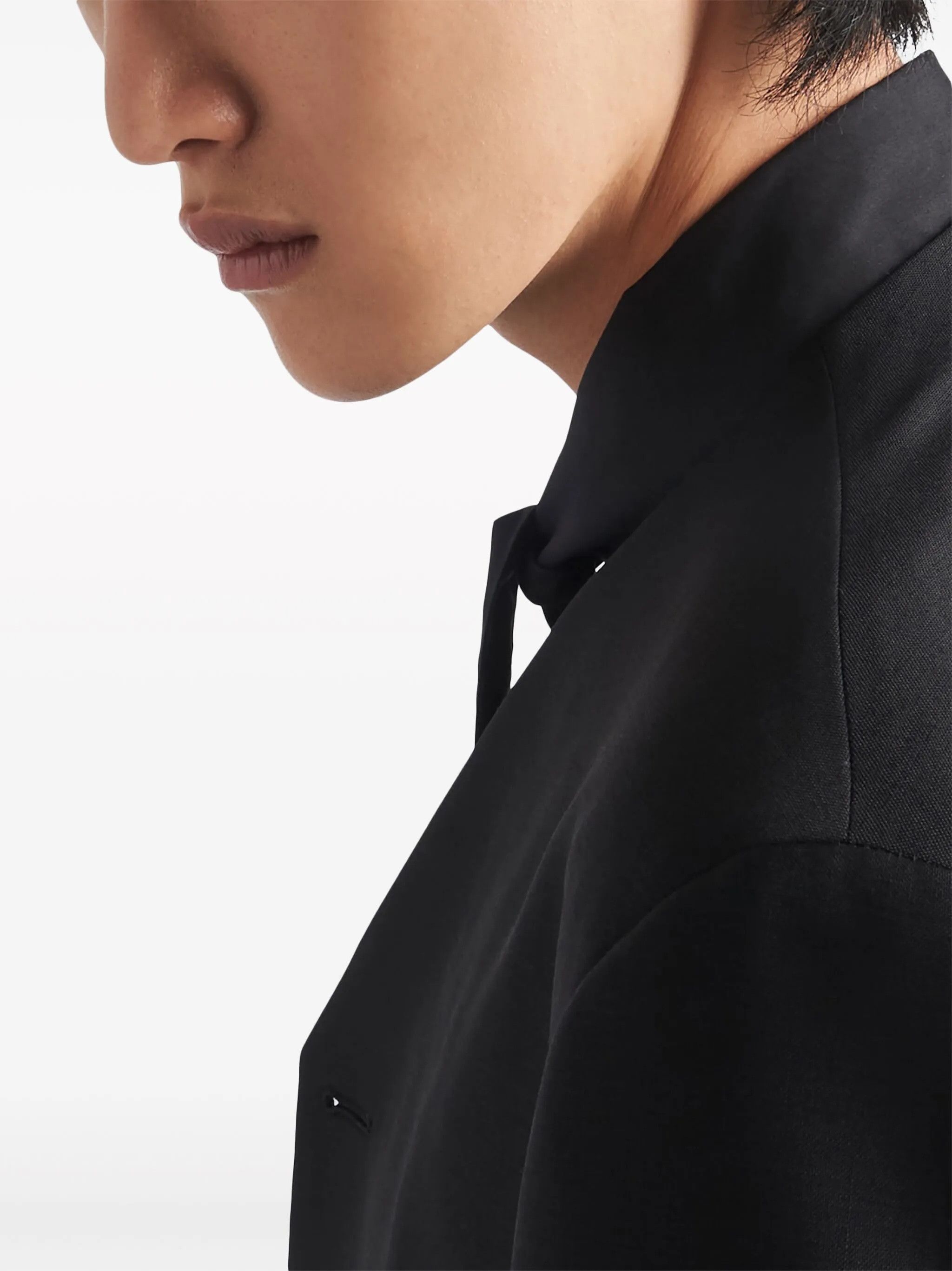 Prada Single-breasted Mohair Wool Collarless Jacket Size 50R - 4 Thumbnail