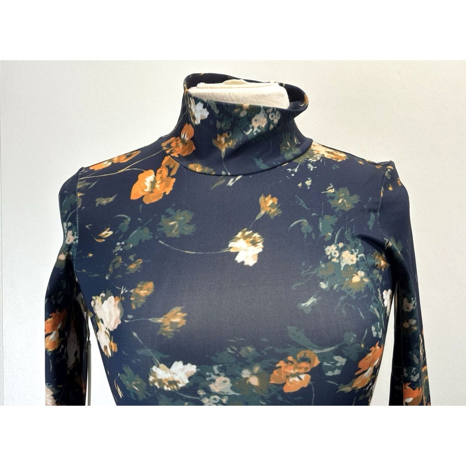 Vintage Wilfred Mira Floral Midi Dress XXS Women’s Mock Neck Stretch Modest Boho Size XXS / US 00 / IT 34 - 5 Thumbnail