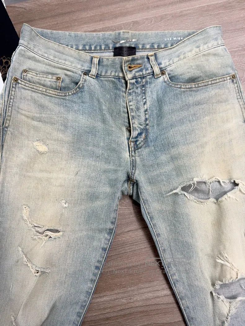Saint Laurent Paris Saint Laurent Paris Classic Big Destroyed Mud Wash Slim Fi Size US 30 / EU 46 - 5 Thumbnail