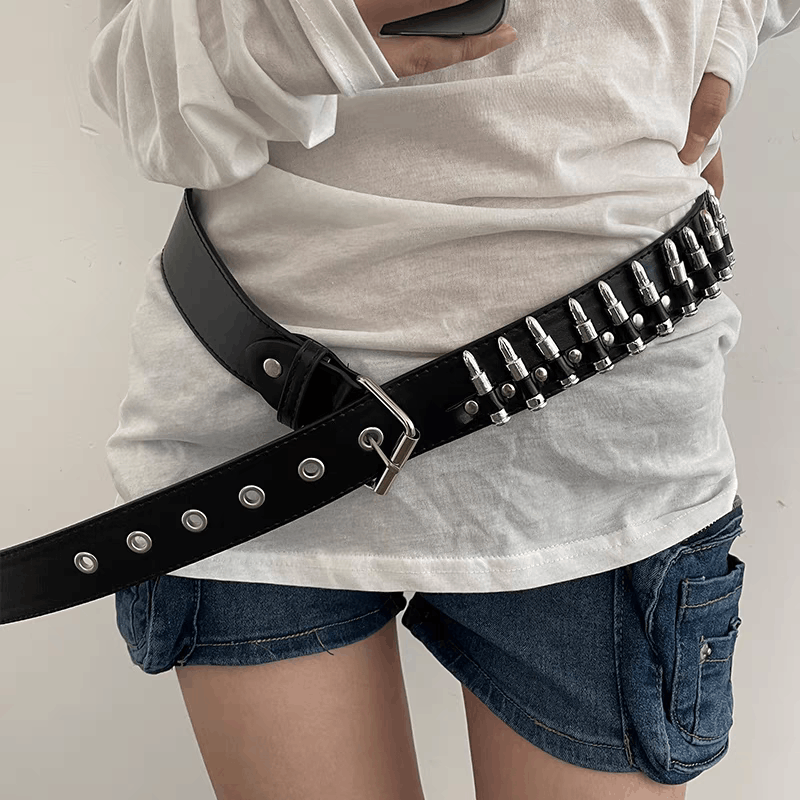 Japanese Brand Bullet Rivet Belt Size 34 - 3 Thumbnail
