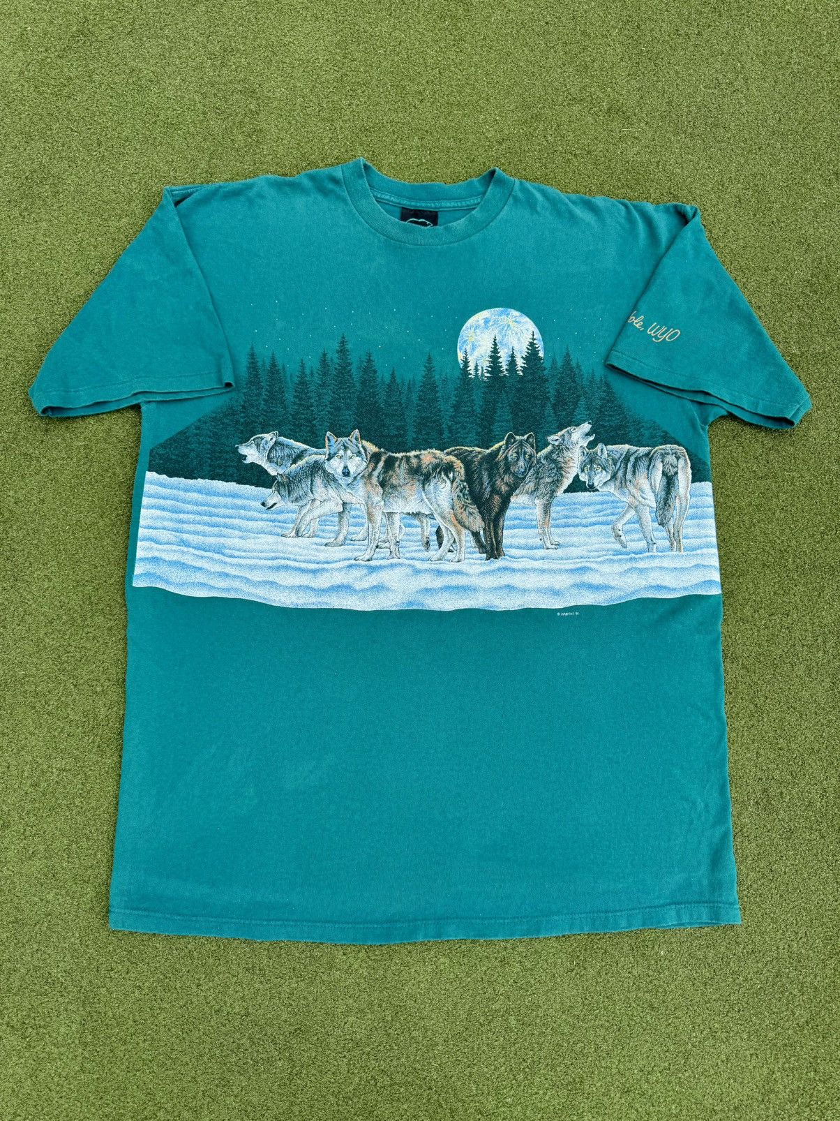 Vintage 1991 Habitat Wolves Wolf Vintage Animal AOP T-Shirt | Grailed