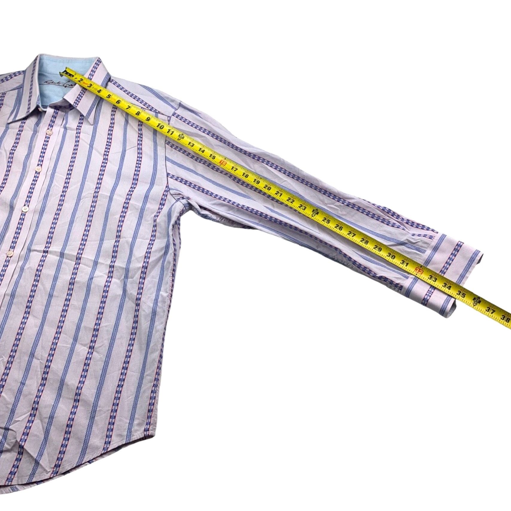 Robert Graham Button-Up Shirt XL Purple/Blue Stripe Flip Cuff Long Sleeve 100% Cotton Mens