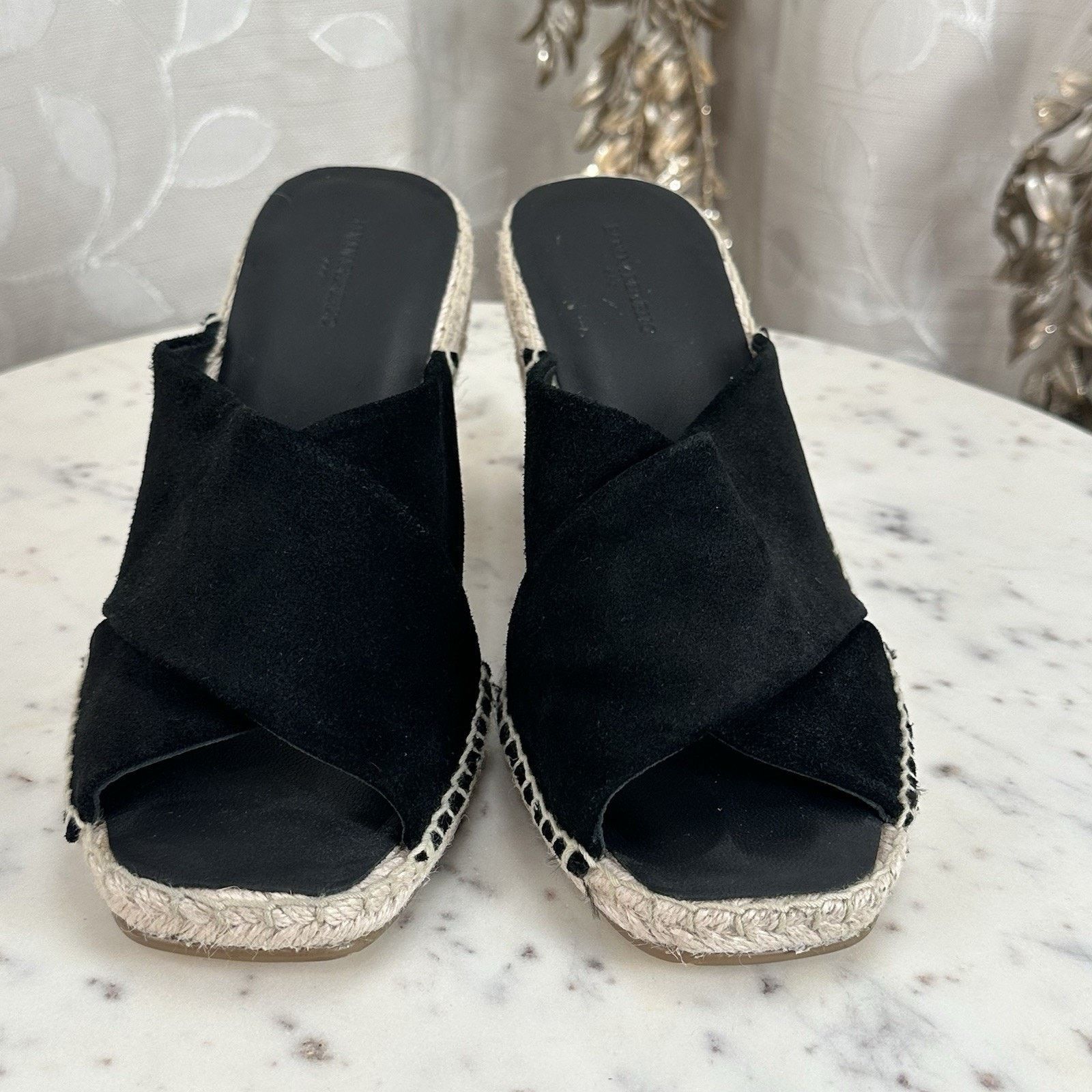 Banana Republic Banana Republic Sandals 8.5 M Wedge Espadrille Black Suede Size US 8.5 / IT 38.5 - 10 Thumbnail