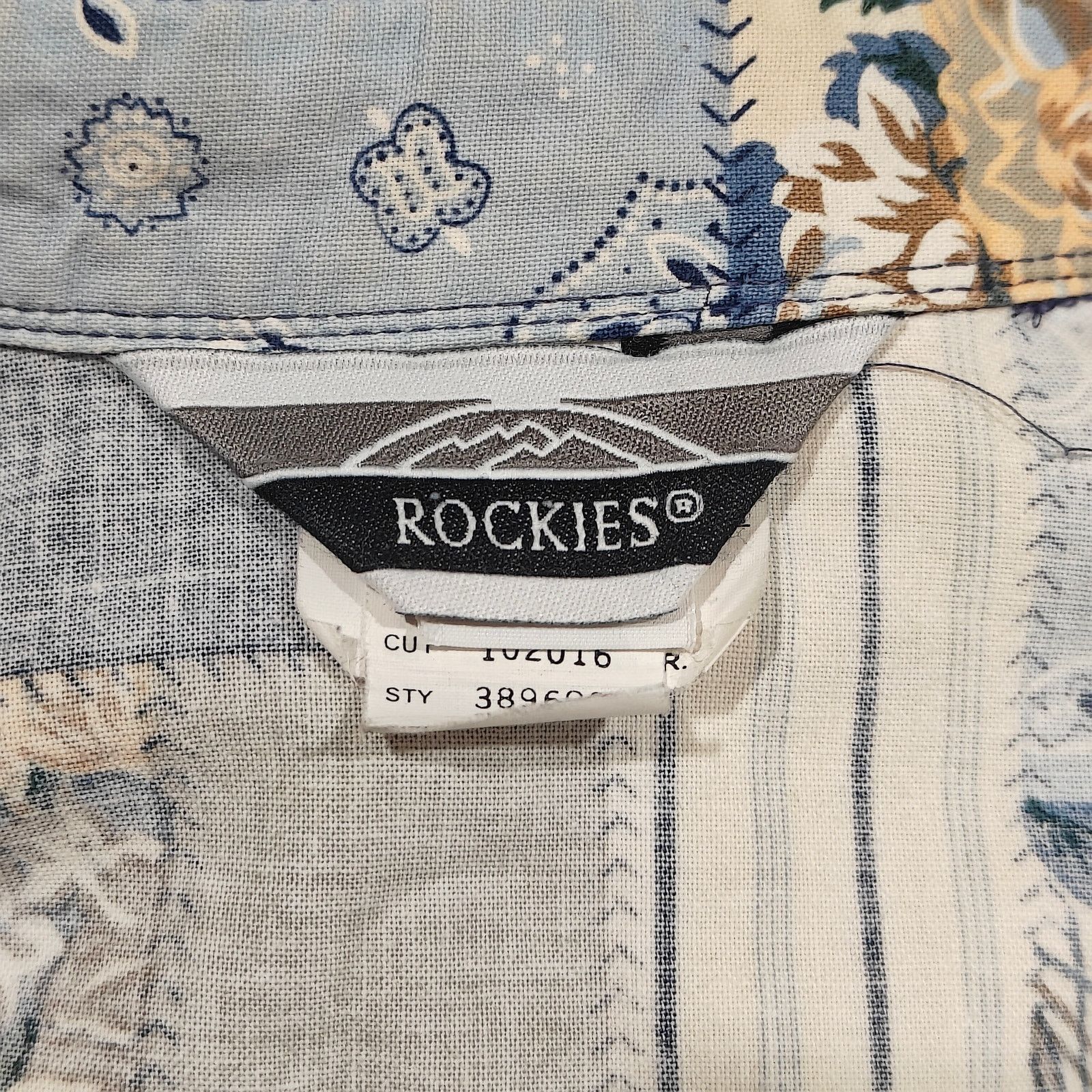 Vintage Rockies Patchwork Button Down Shirt Blue Yellow Women Medium Size M / US 6-8 / IT 42-44 - 2 Thumbnail