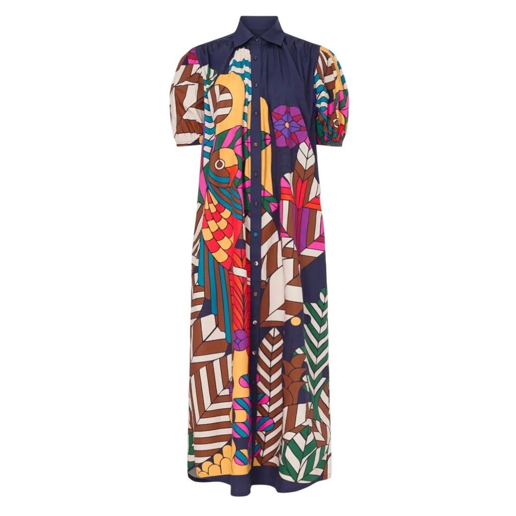 Carolina K Carolina K Valerie Pleated Kaftan in Blue Multi, Size S Size S / US 4 / IT 40 - 1 Thumbnail