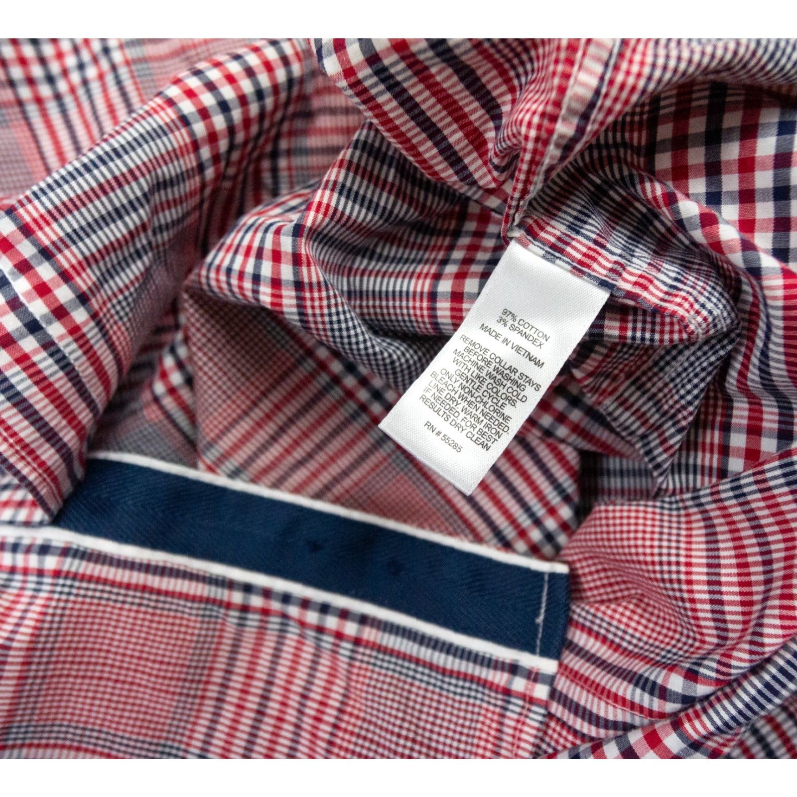 Express Express Mens Large Red Long Sleeve Button Up Fitted Check Plaid Stretch Shirt Size US L / EU 52-54 / 3 - 6 Thumbnail