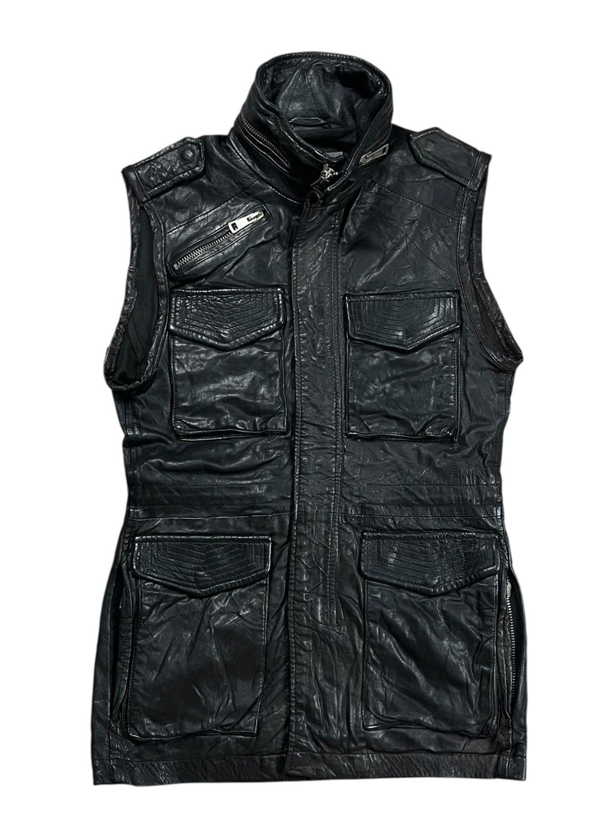 00s ekam leather gimmick jilet vest ジレ 00s ekam leather gimmick jilet vest ジレ