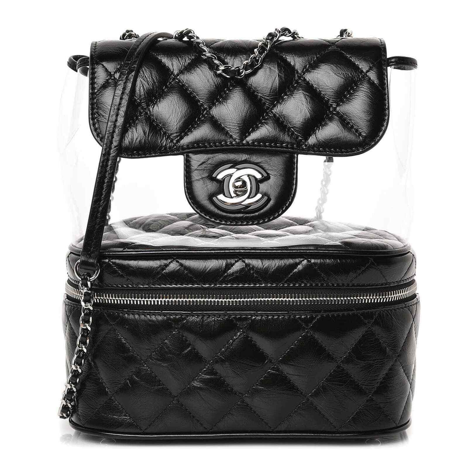 Chanel Chanel Calfskin PVC Quilted Large Silver Chain Shoulder Bag Size ONE SIZE - 1 Thumbnail