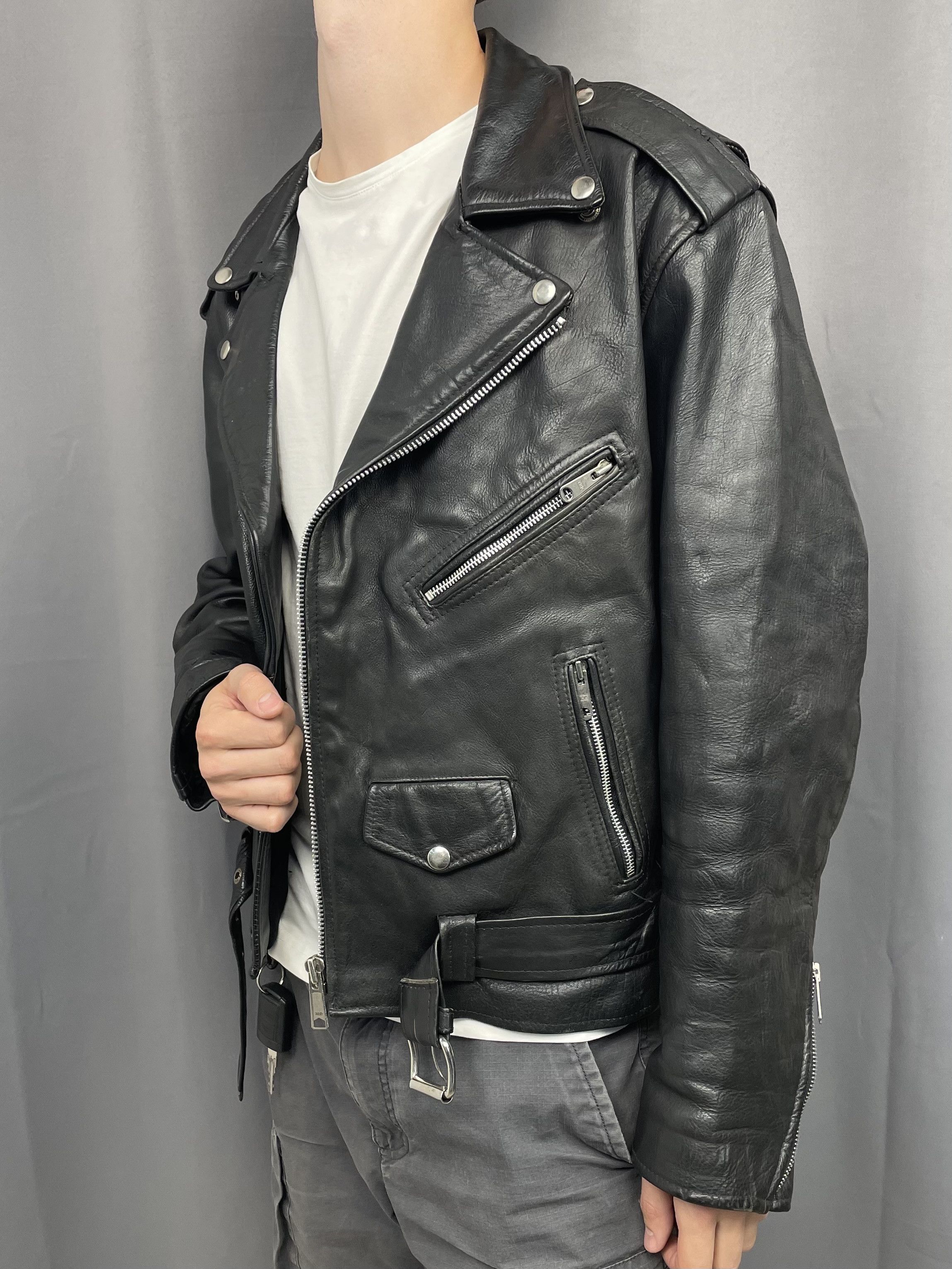 Leather Jacket × Vintage Ash Gee Iconic Leather Biker Jacket