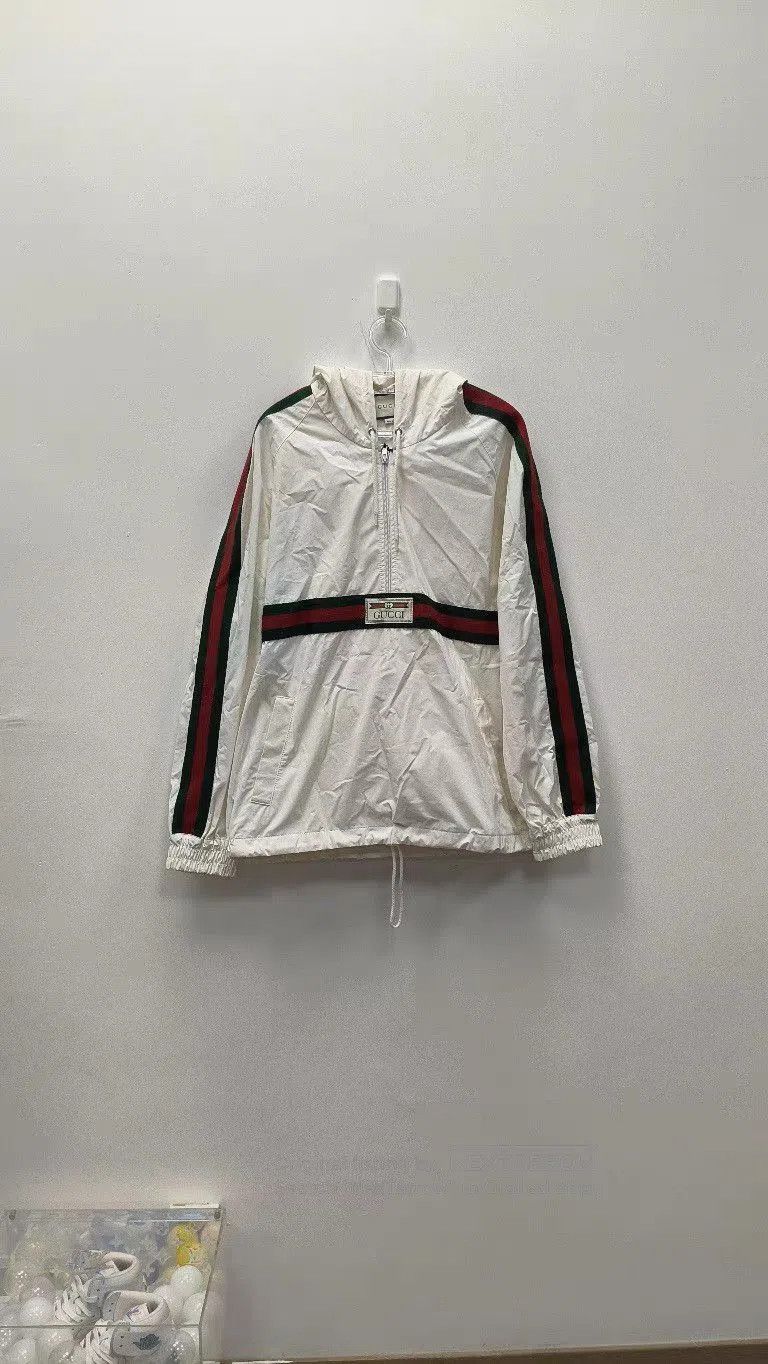 Gucci White Light Jacket with Striped Sleeves and Waistband. Size US M / EU 48-50 / 2 - 1 Thumbnail