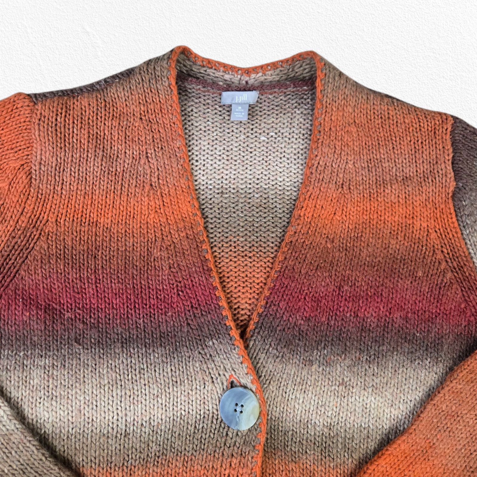 Other J. Jill Orange Ombre Striped Wool Blend Cardigan Size MP Size M / US 6-8 / IT 42-44 - 4 Thumbnail
