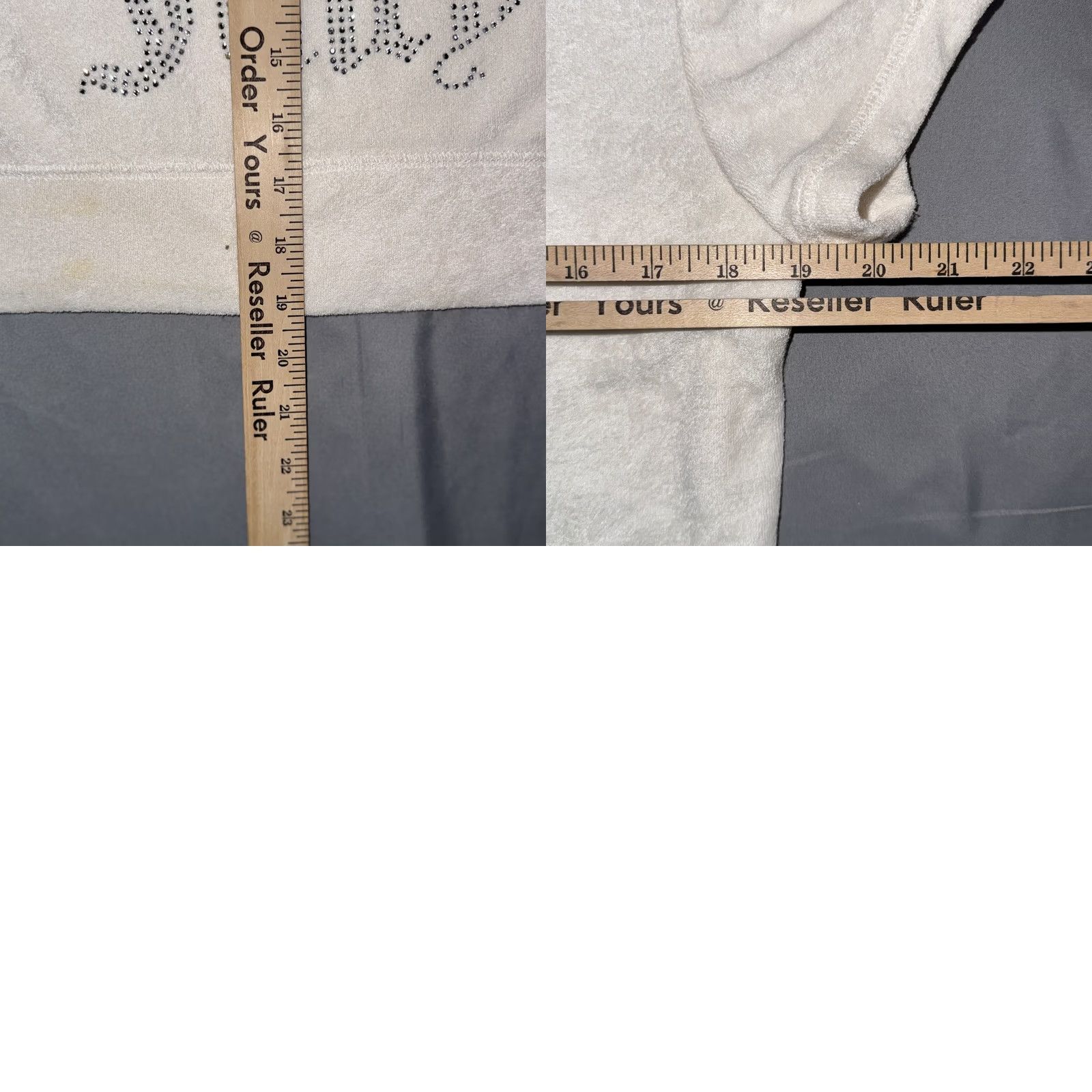 Juicy Couture Juicy Couture Hoodie Womens L White Short Sleeve Velour Zip Rhinestone Juicy Size L / US 10 / IT 46 - 9 Thumbnail
