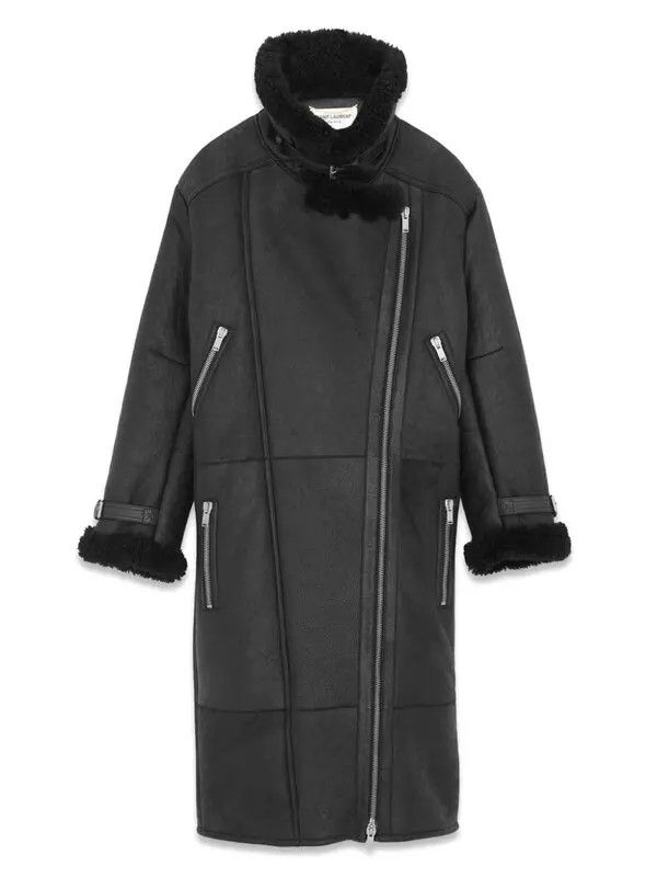 Saint Laurent Paris o1bcso1str1225 Long Avaiator Jacket in Black Size S / US 4 / IT 40 - 3 Thumbnail