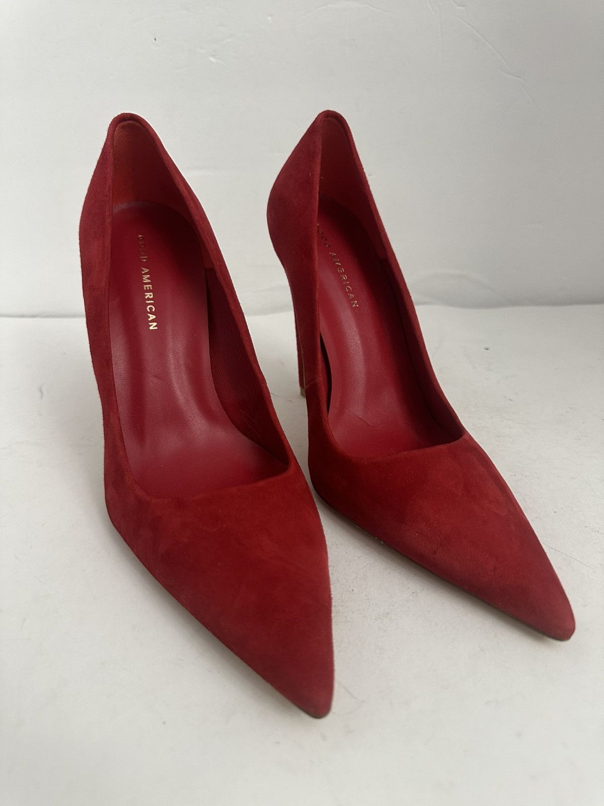 Good American Good American The Icon pointed toe pumps in red suede Size US 10 / IT 40 - 1 Thumbnail