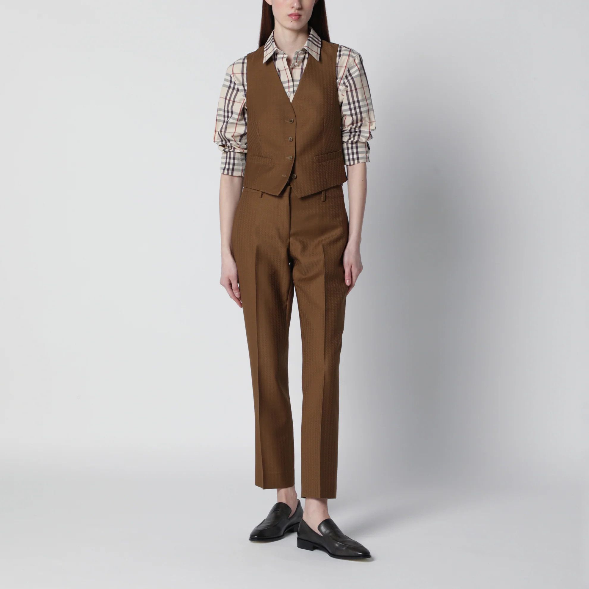 Burberry o1d2blof0426 Wool Pants in Brown Size 26" / US 2 / IT 38 - 1 Thumbnail
