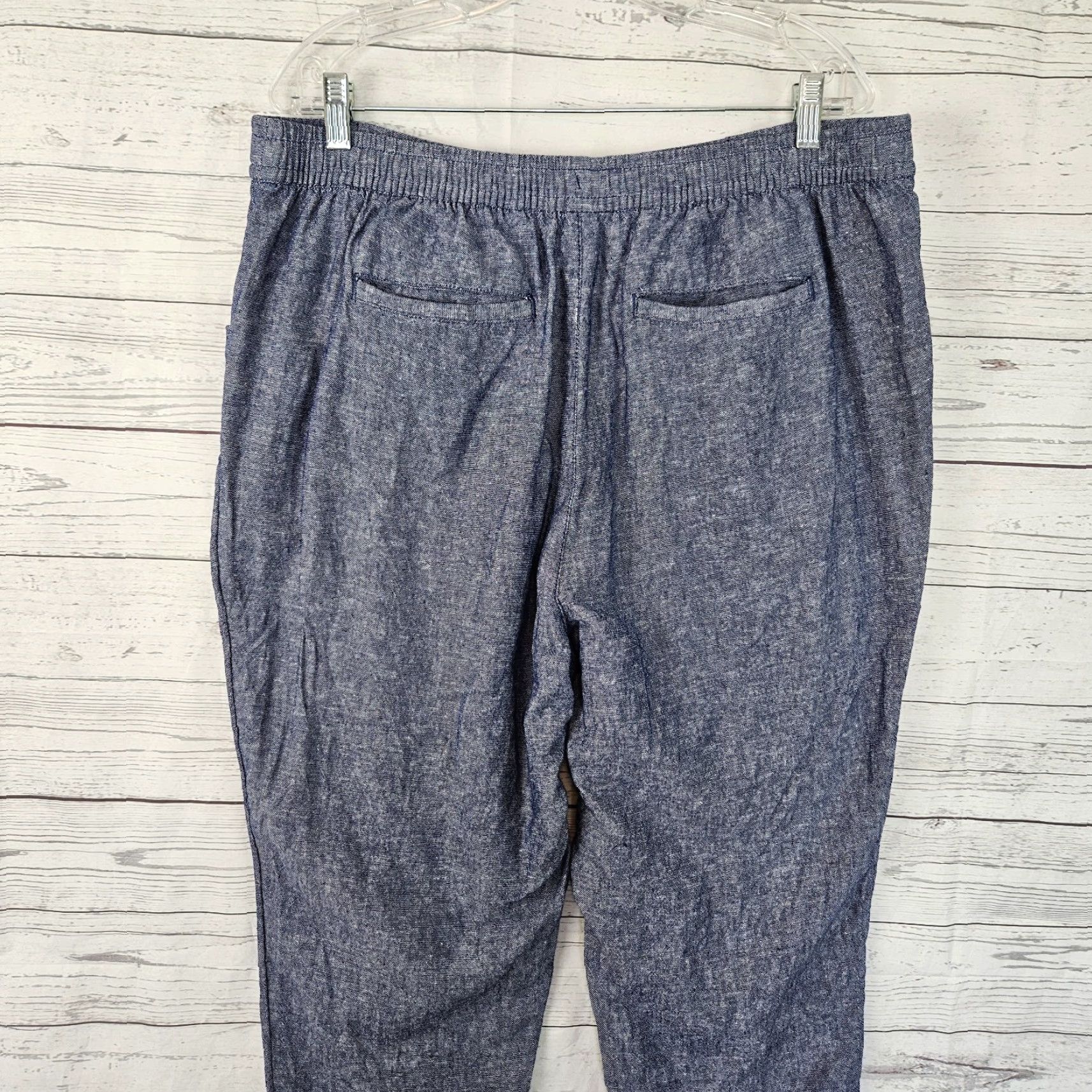 Old Navy Old Navy Womens Ankle Pants Pull On High Rise Sz Large Blue Linen Blend Size 36" / US 14 / IT 50 - 4 Thumbnail