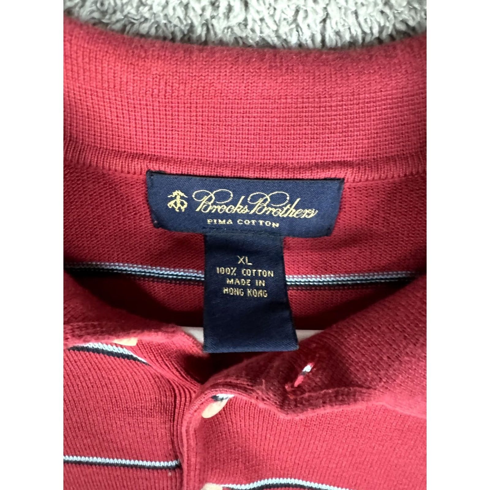 Brooks Brothers VINTAGE Brooks Brothers Polo Shirt Mens XL Red Striped Pima Cotton Short Sleeve Size US XL / EU 56 / 4 - 6 Thumbnail