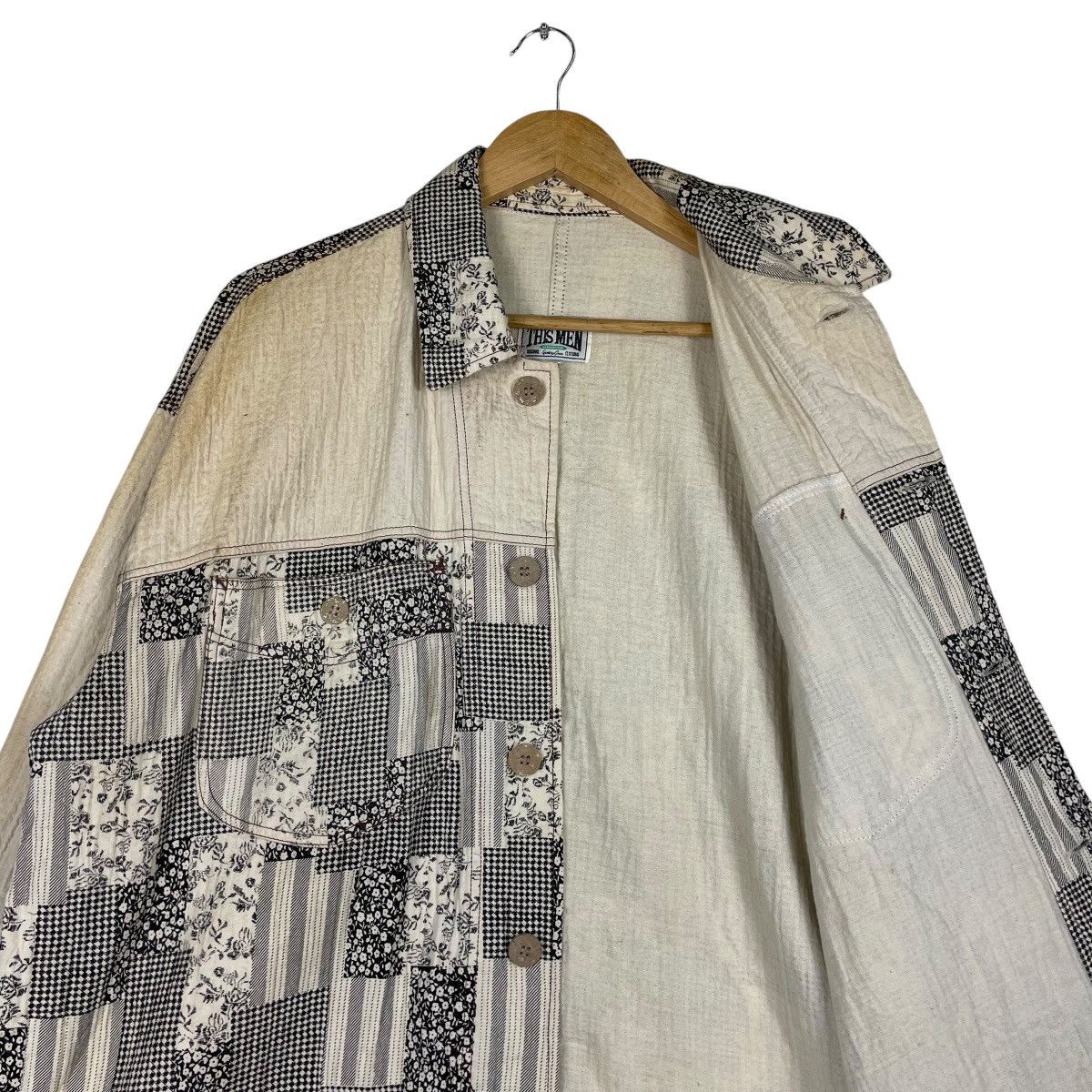 Issey Miyake × Japanese Brand × Vintage 💥THIS MEN JAPAN PATCHWORK BAGGY BUTTON JACKET Size US XL / EU 56 / 4 - 10 Thumbnail