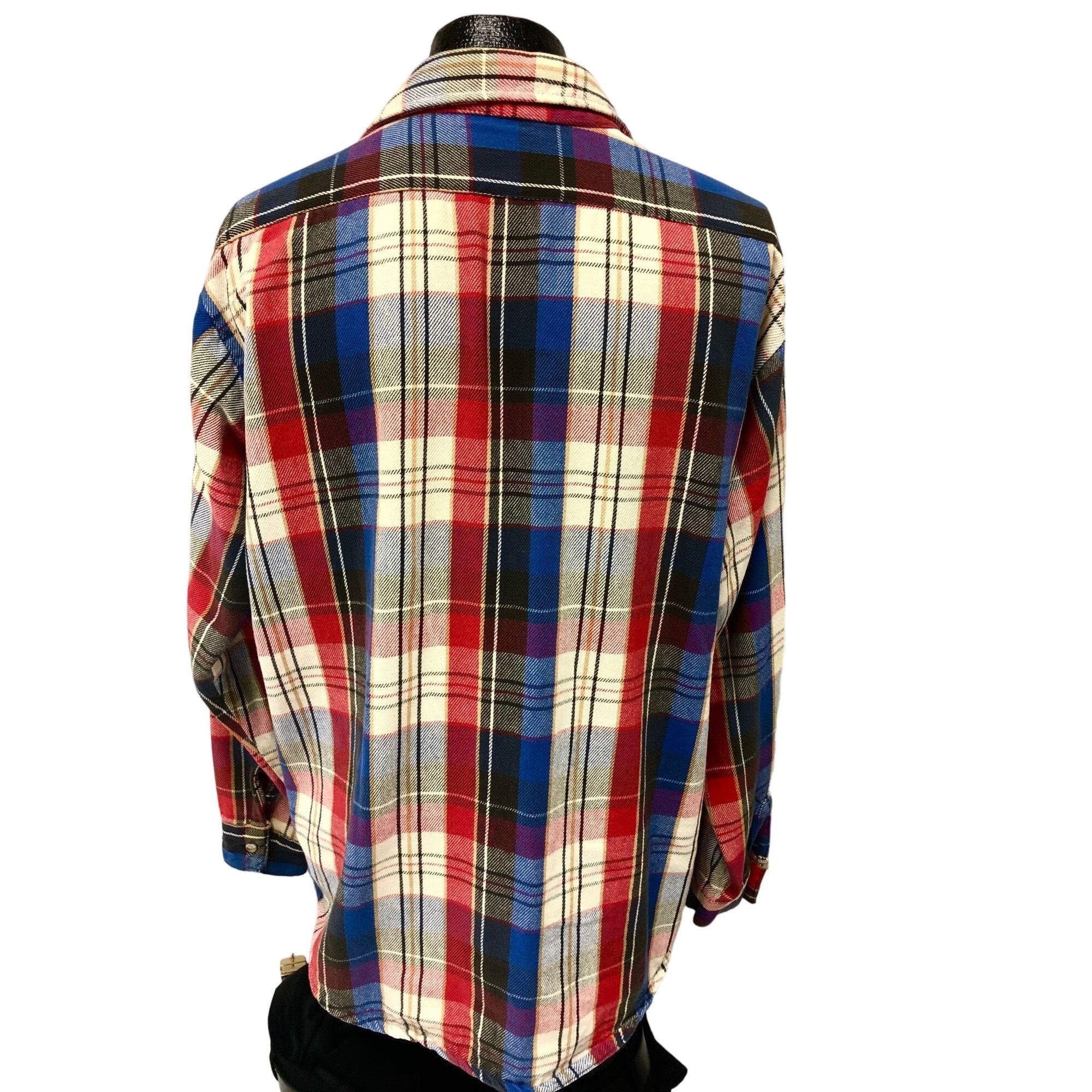 FiveBrother Vtg 5 Five Brother Red Blue Multi-Color Plaid Chore Shirt Size US XL / EU 56 / 4 - 3 Thumbnail