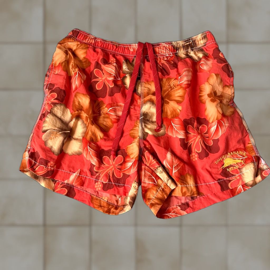 Tommy Bahama Tommy Bahama Swim Trunks Adult M Red Mens 90s Short Swim Bottom Pockets Trunks Size US 31 - 1 Thumbnail