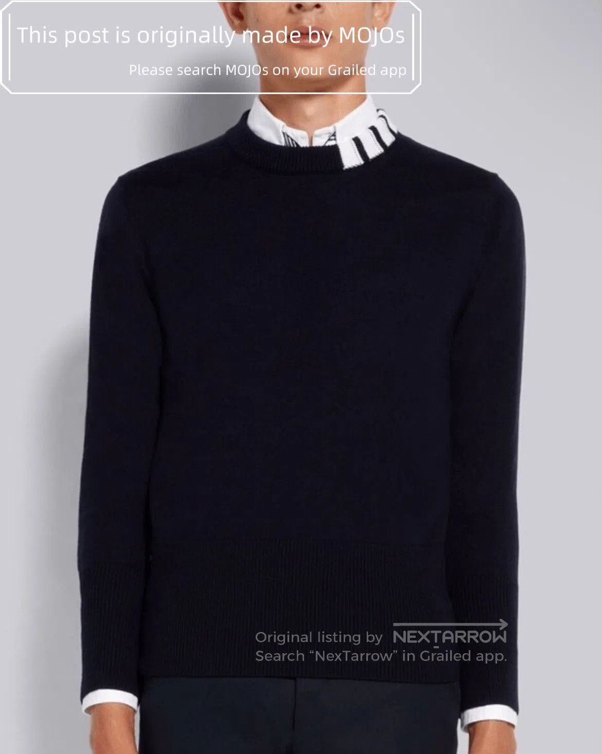 Thom Browne Sz 5 Thom Browne Neck White Stripe Navy Knitwear. Size US XXL / EU 58 / 5 - 6 Thumbnail