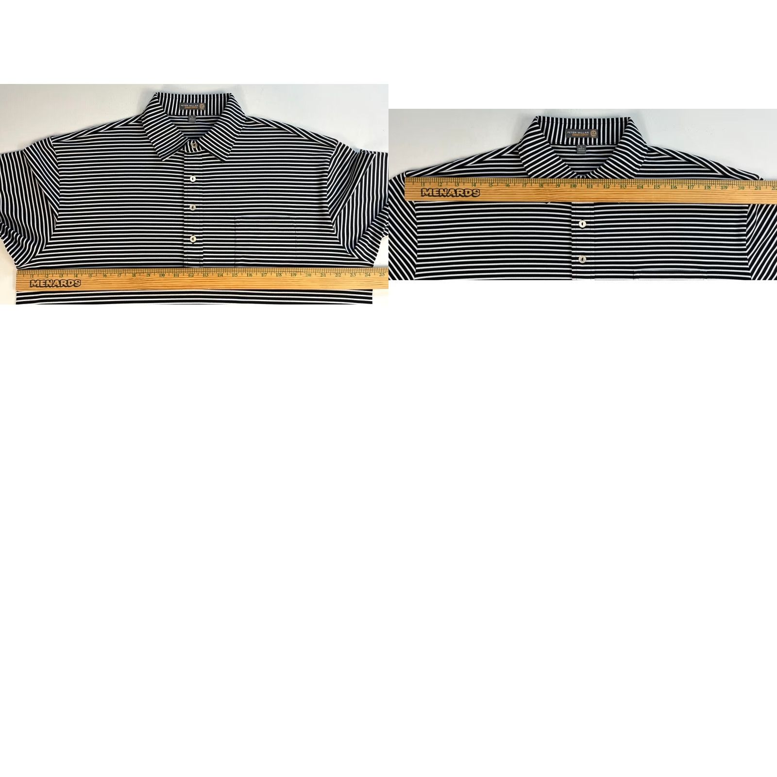 Peter Millar VINTAGE Peter Millar Summer Comfort Polo Shirt Mens Striped Shirt L Black White Polo Size US L / EU 52-54 / 3 - 8 Thumbnail