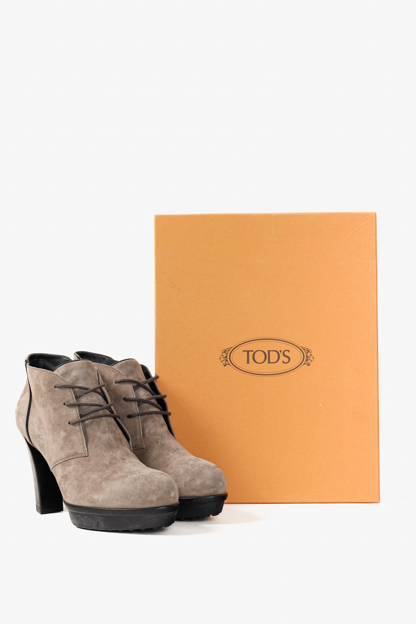 Tod's Tod's Taupe Suede Rubber Sole Platform Heel Bootie Size US 9 / IT 39 - 12 Thumbnail
