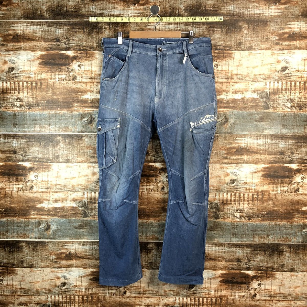Japanese Brand Field Core Blue Distressed ripped Denim Pants #A2166 Size US 33 - 1 Thumbnail