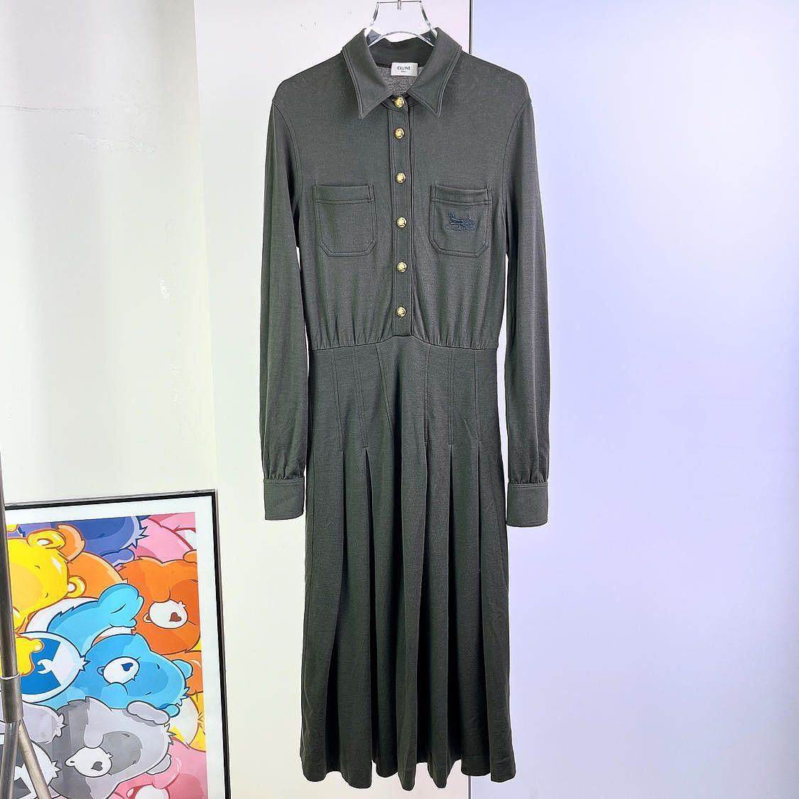Celine Celine Logo Embroidery Wool Cashmere Dress Size S Size S / US 4 / IT 40 - 1 Thumbnail