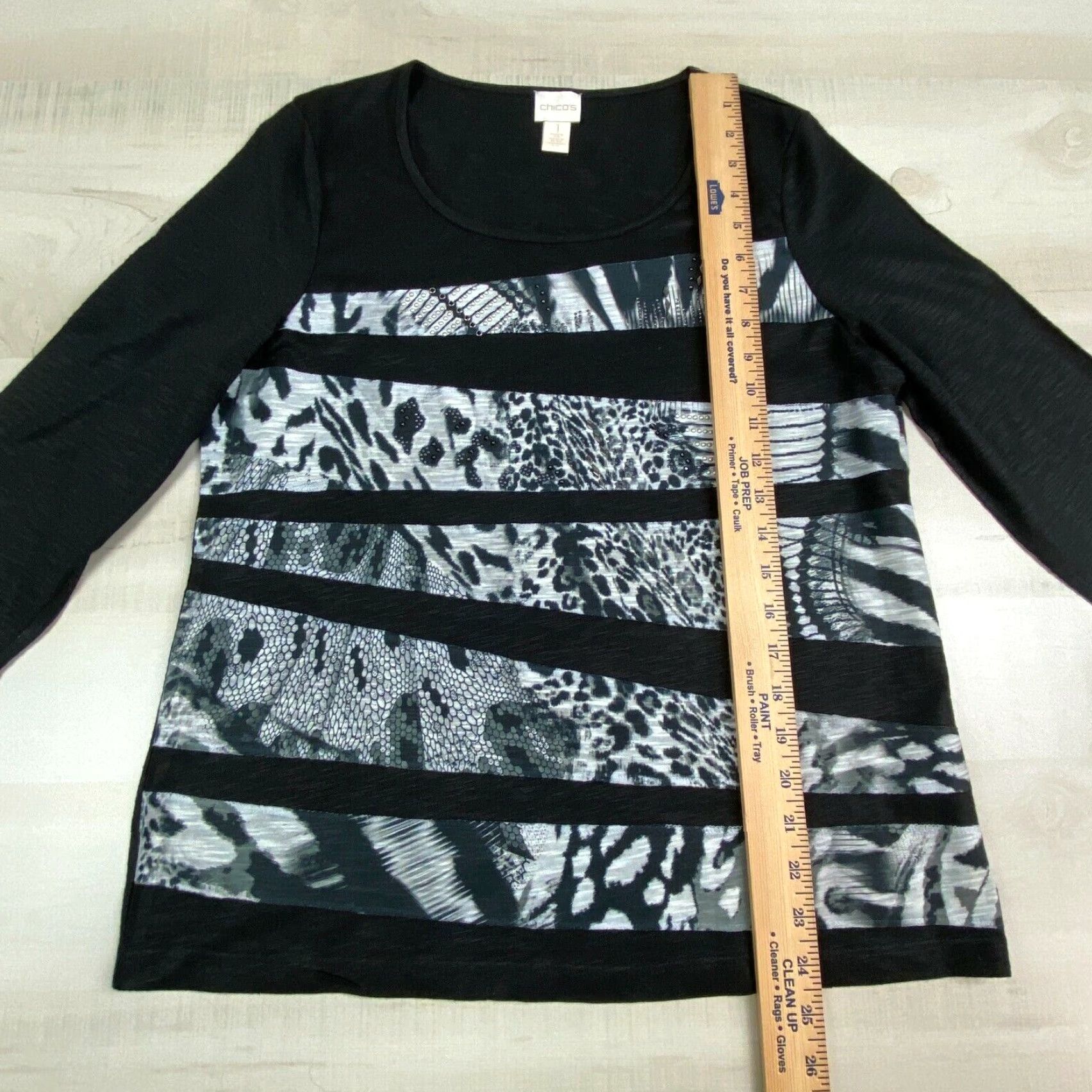 Vintage Chico's Women's Small Black Snakeskin Print 3/4 Sleeve Animal Print T-Shirt Size S / US 4 / IT 40 - 6 Thumbnail