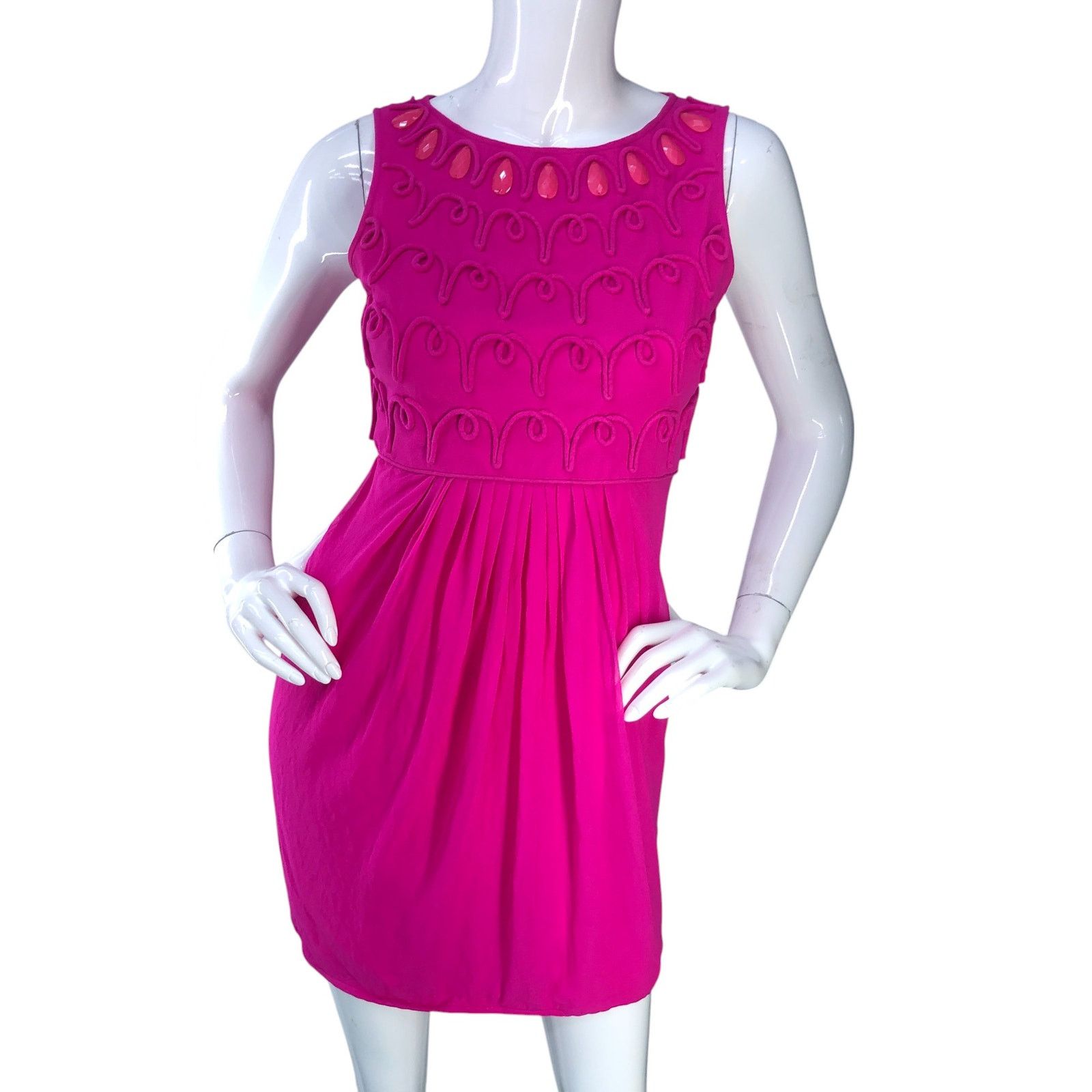 Tibi Tibi Size 4 Dress Sheath Silk Beaded Sleeveless Fuchsia Pink Size S / US 4 / IT 40 - 11 Thumbnail