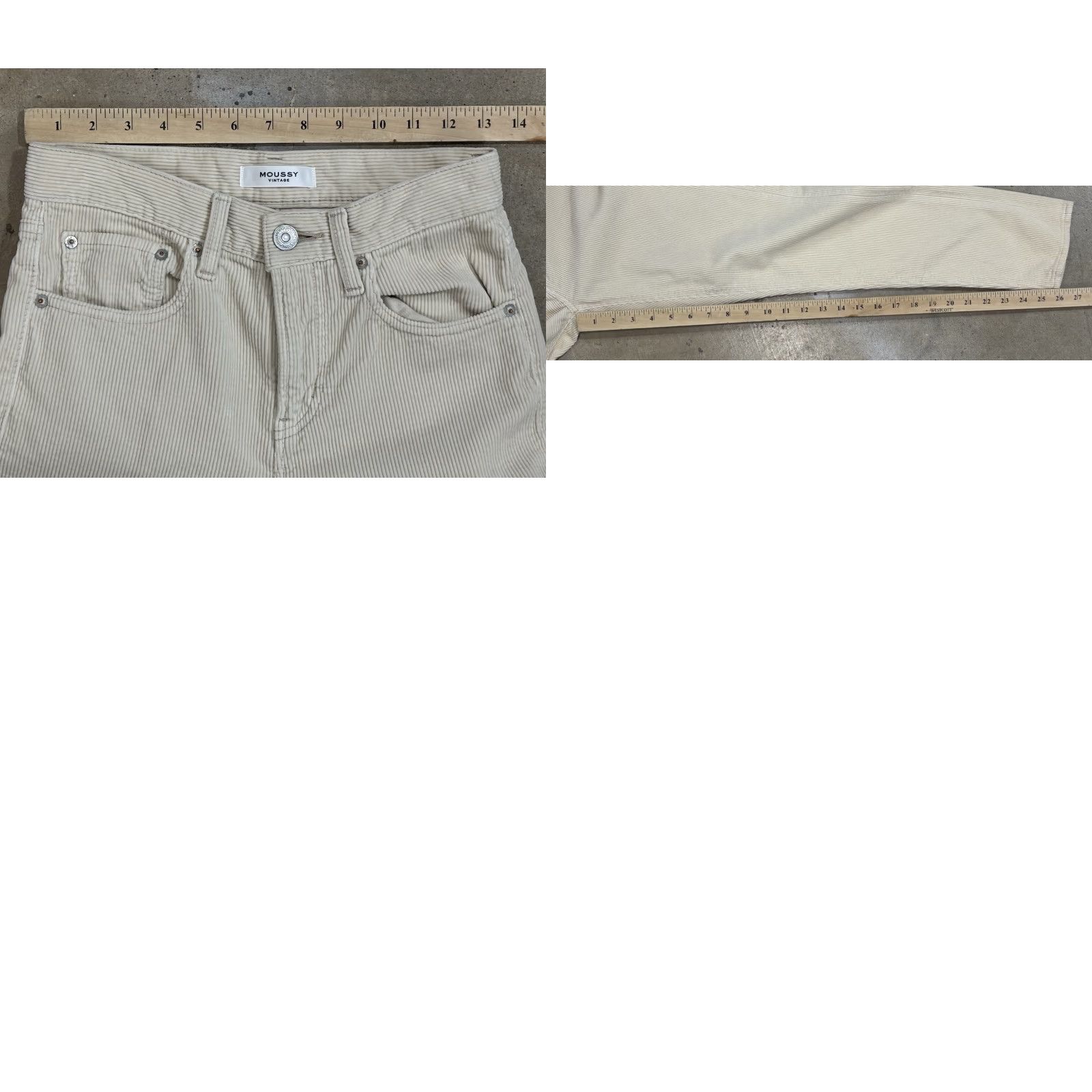 MOUSSY VINTAGE Moussy Corduroy Pants Women 24 Cream 26x26 Made in Japan Womens Size 42" / US 20 - 8 Thumbnail