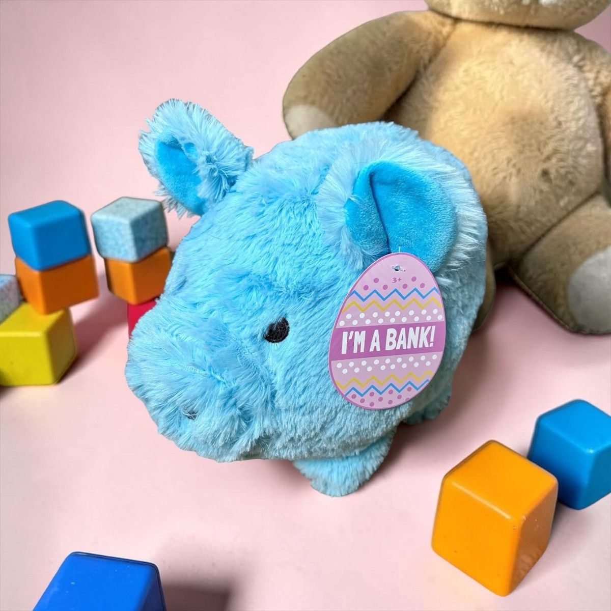 Other Blue Plush Children’s Jumbo Soft Toy Piggy Bank Size ONE SIZE - 1 Thumbnail