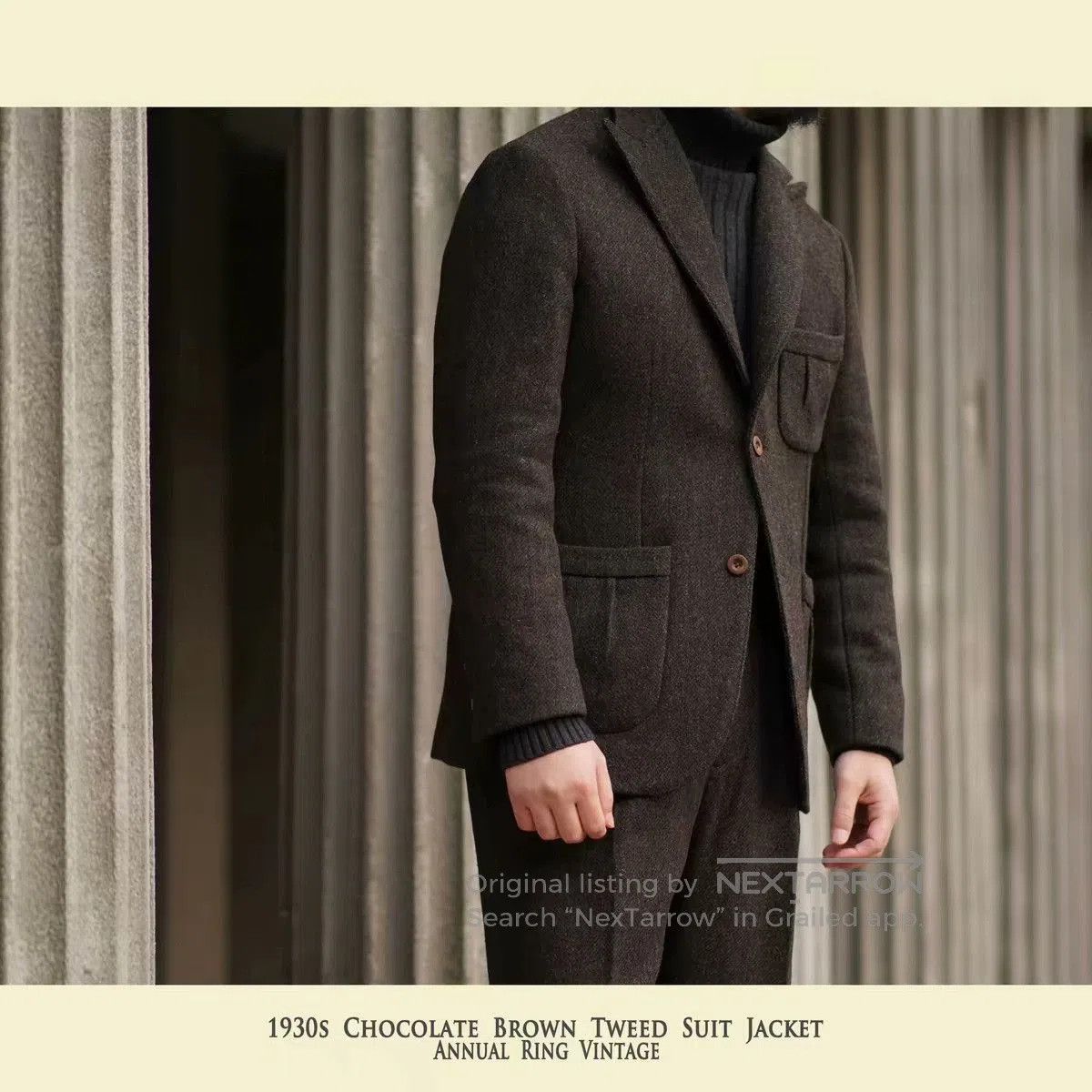 Ring Jacket British Retro Tweed Wool Hunting Blazer. Size US XL / EU 56 / 4 - 2 Thumbnail