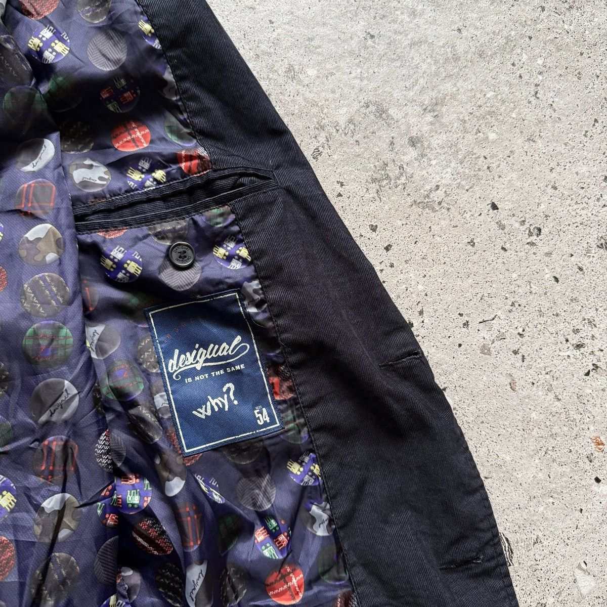 Desigual Desigual Mens Navy Blue Solid Pattern Blazer Jacket Size 46L - 7 Thumbnail