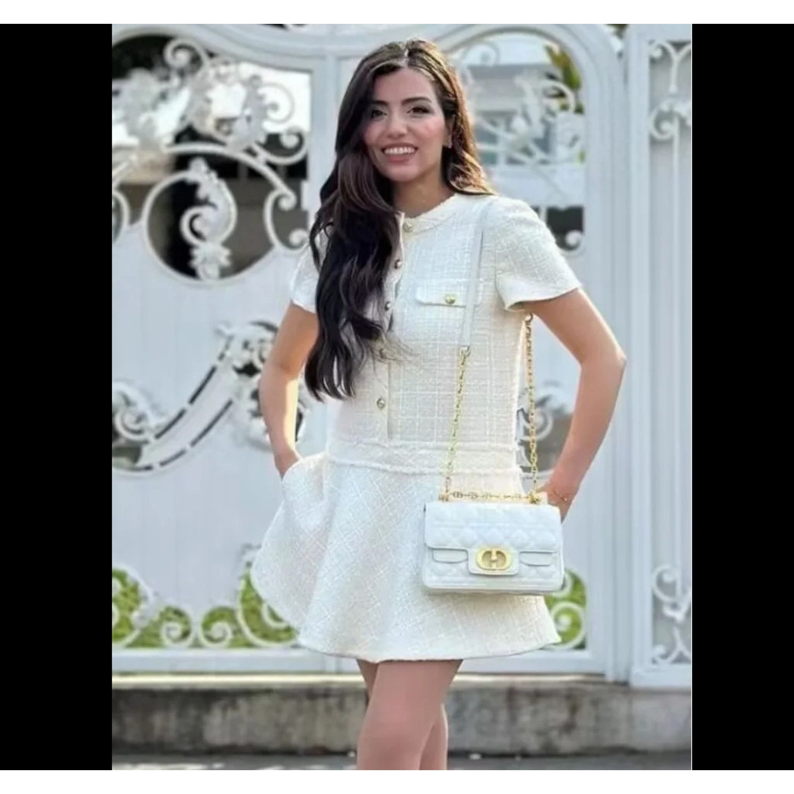 Zara CHANEL VIBES!!! ZARA BLOGGER FAVE!! Textured Short Dress NWT Size L / US 10 / IT 46 - 14 Thumbnail