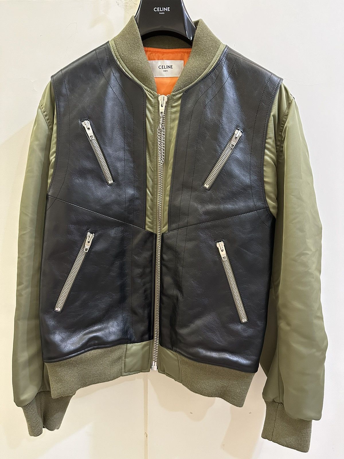 Celine × Hedi Slimane Celine Leather and Nylon MA-1 Bomber Size: 50 Size US M / EU 48-50 / 2 - 1 Thumbnail