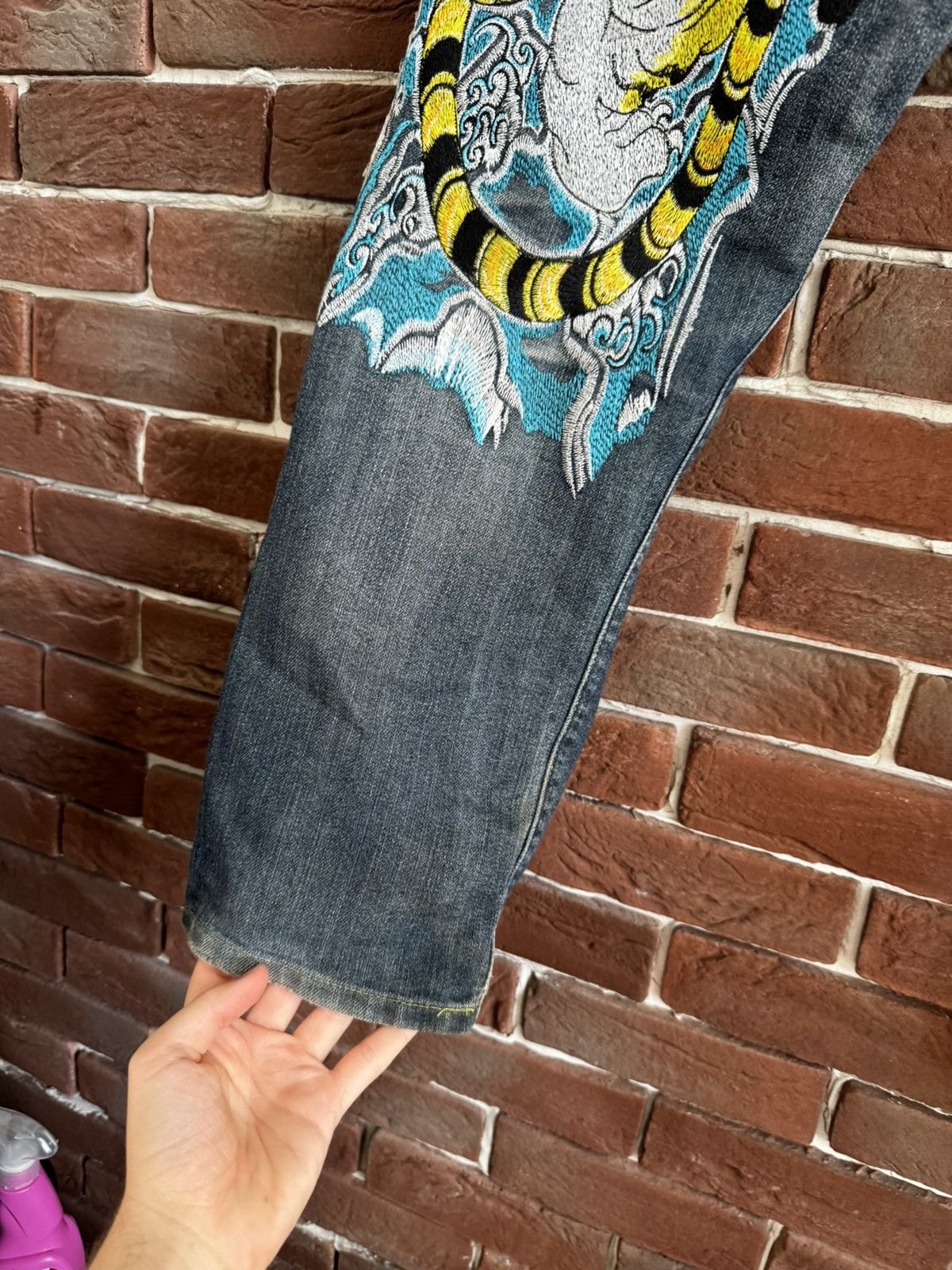 Ed Hardy Rare Vintage Sugoi Tiger Japan Denim Drip Pants Y2K 00s 36 Size US 36 / EU 52 - 12 Thumbnail